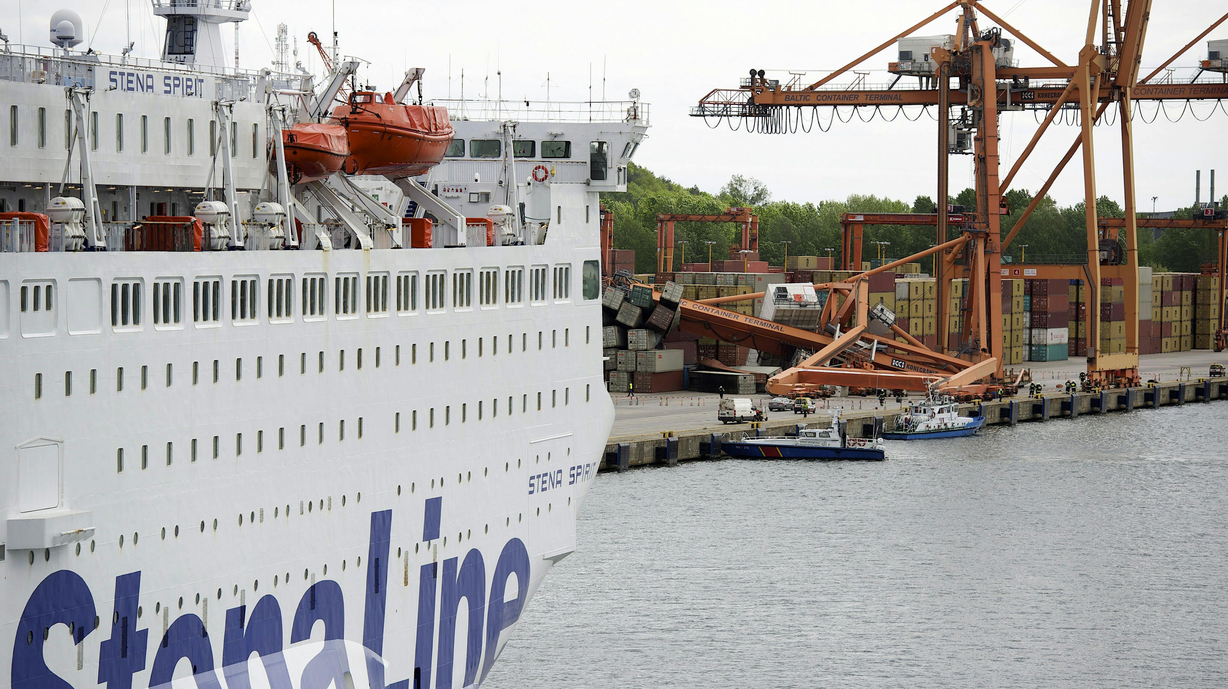 Det er færgen her, Stena Spirit, at mor og barn faldt overbord fra.