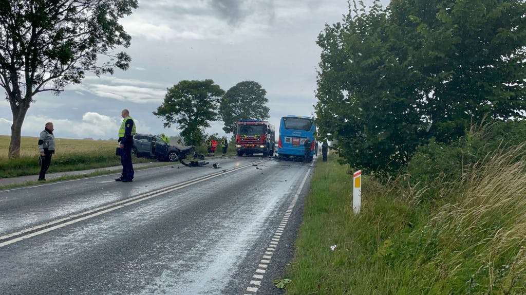 Sammenstødet fandt sted på en strækning Rønde og Bjødstrup i Østjylland.
