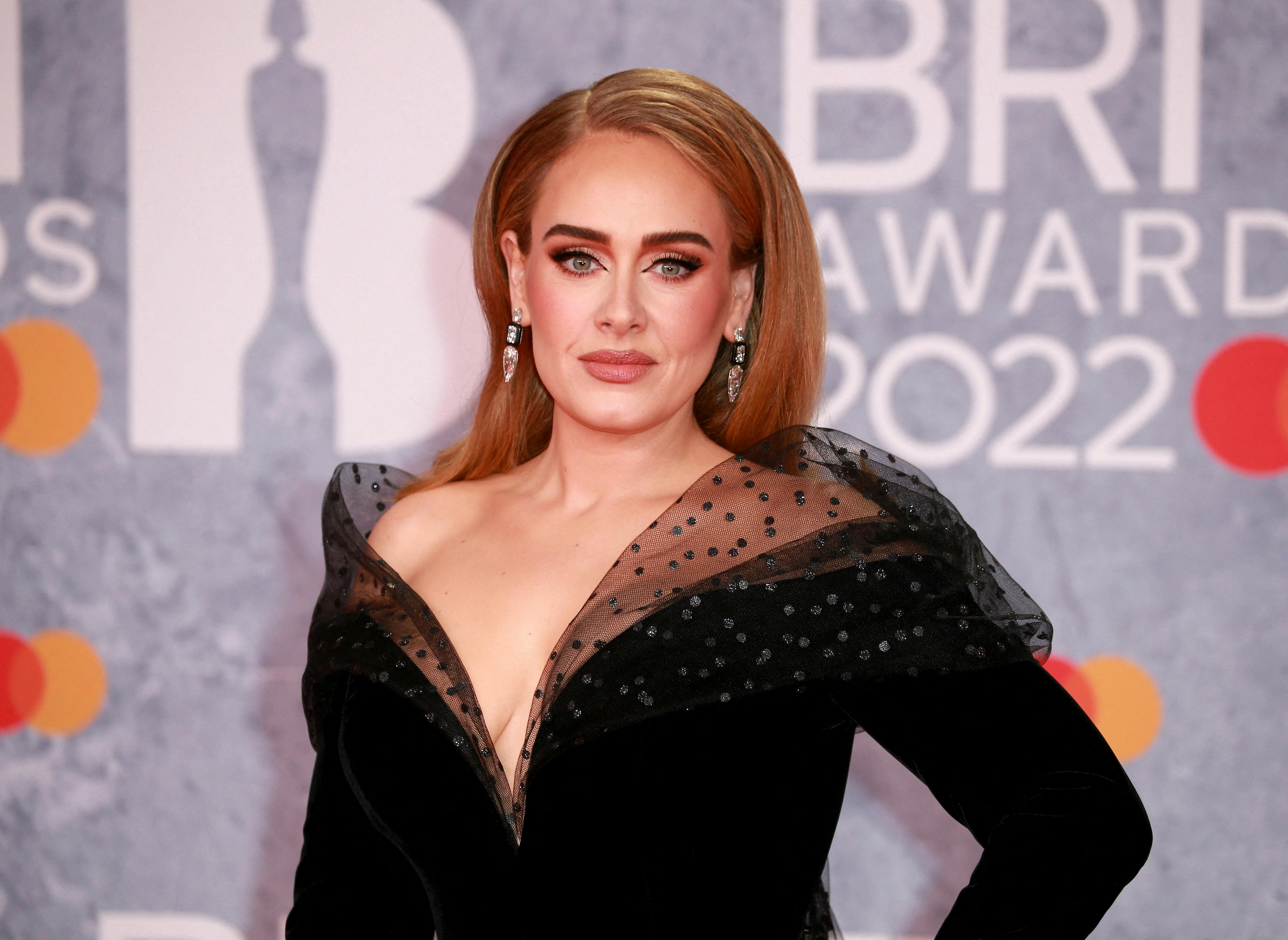 The BRIT Awards 2022 at the 02 arena in London. 08 Feb 2022 Pictured: Adele. Photo credit: Fred Duval/MEGA TheMegaAgency.com +1 888 505 6342 (Mega Agency TagID: MEGA826601_002.jpg) [Photo via Mega Agency]