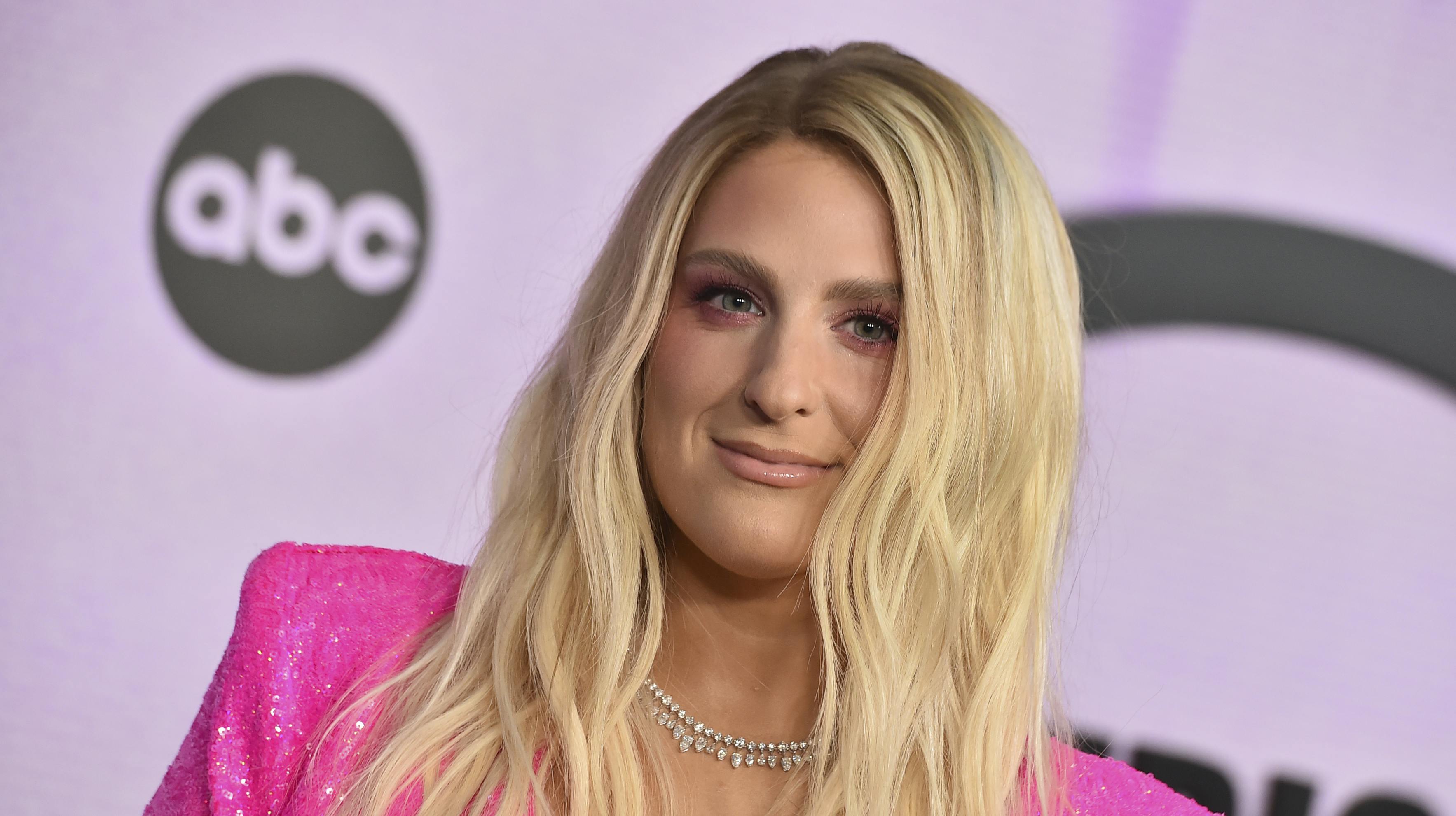 Meghan Trainor arrives at the American Music Awards on Sunday, Nov. 20, 2022, at the Microsoft Theater in Los Angeles. (Photo by Jordan Strauss/Invision/AP)