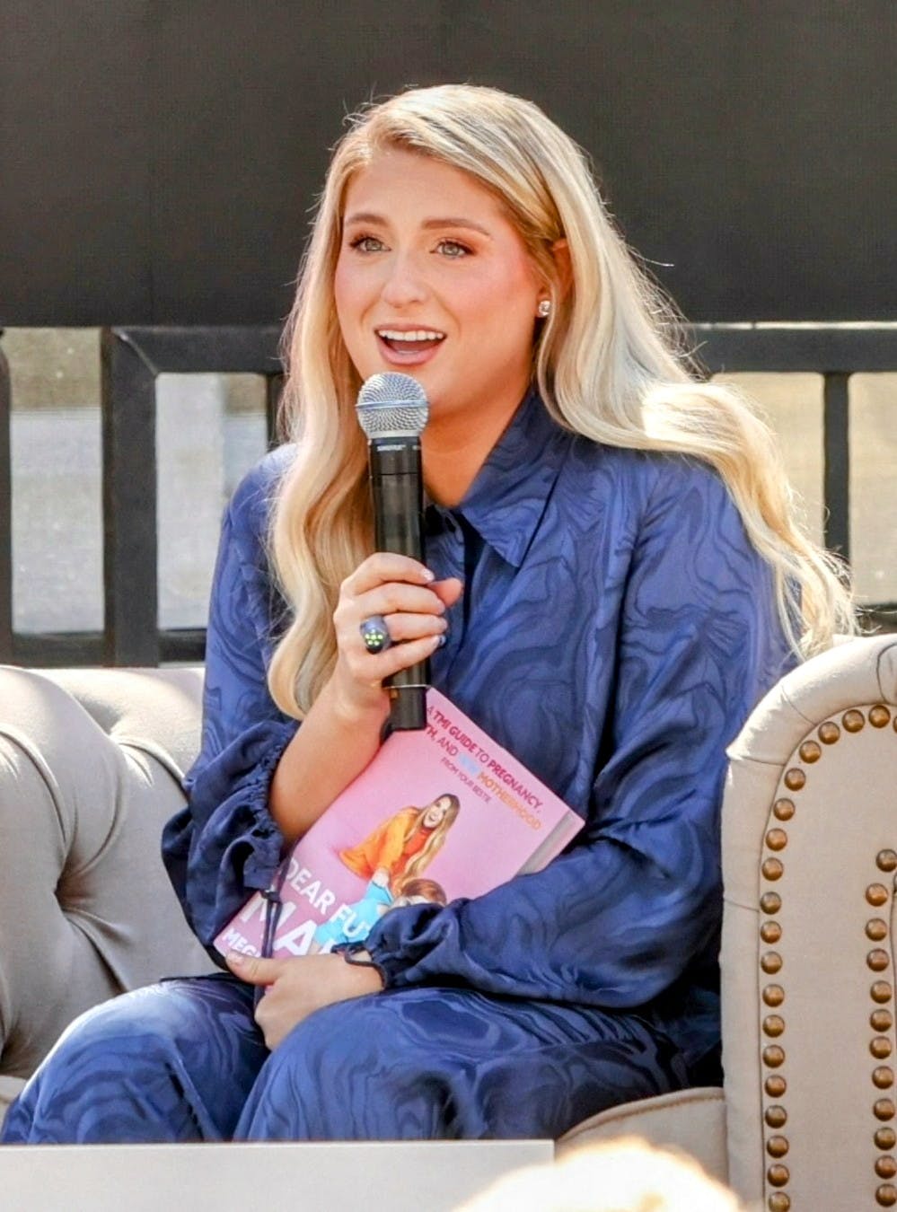 Meghan Trainor is seen reading book to audience at the Los Angeles Book Fair at USC campus. 22 Apr 2023 Pictured: Meghan Trainor. Photo credit: APEX / MEGA TheMegaAgency.com +1 888 505 6342 (Mega Agency TagID: MEGA969796_001.jpg) [Photo via Mega Agency]