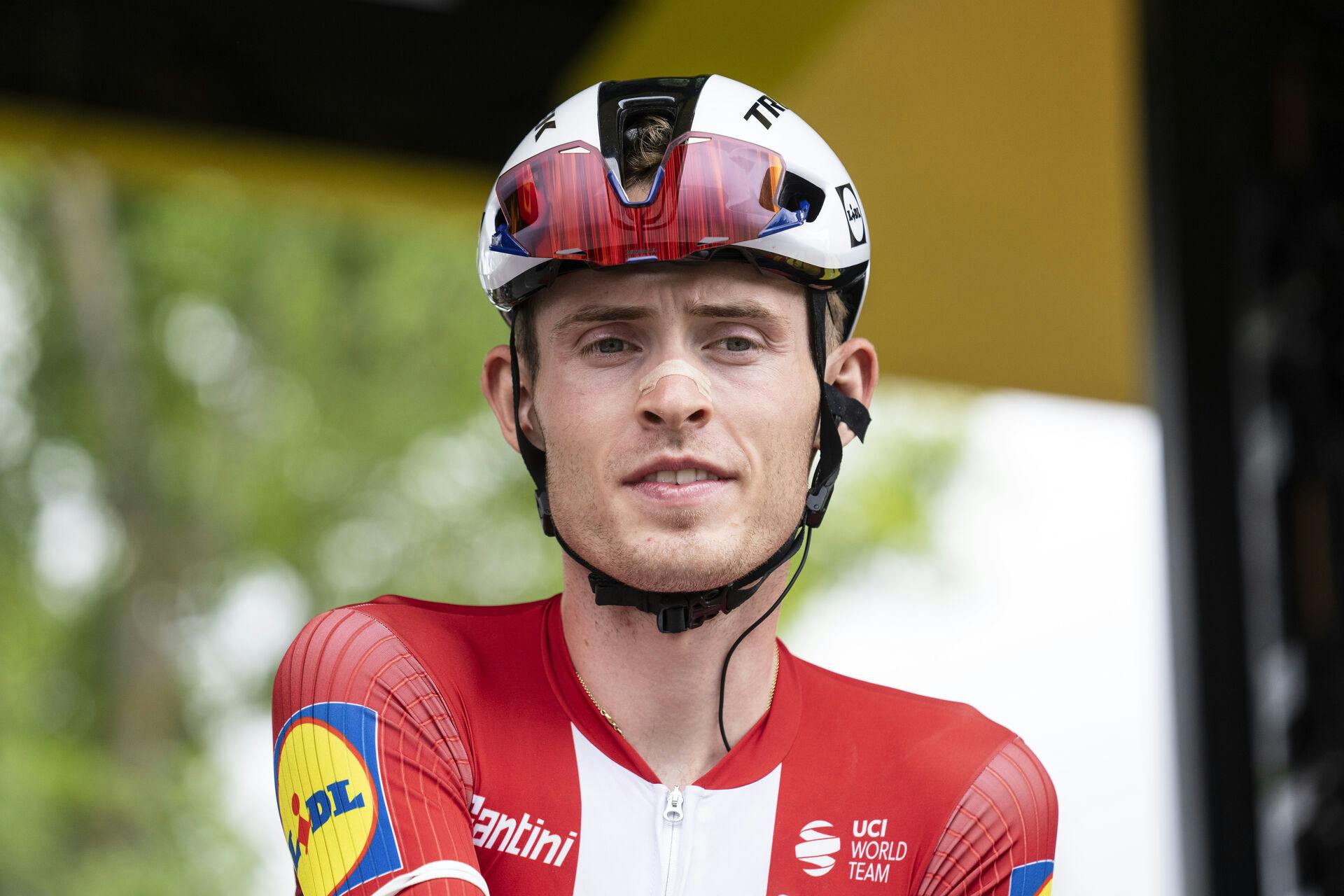 Mattias Skjelmose (Lidl-Trek) – Anden etape af Tour de France er 208, 9 km lang og køres fra Vitoria-Gasteiz til San Sebastián, søndag den 2. juli 2023. (Foto: Bo Amstrup/Ritzau Scanpix)