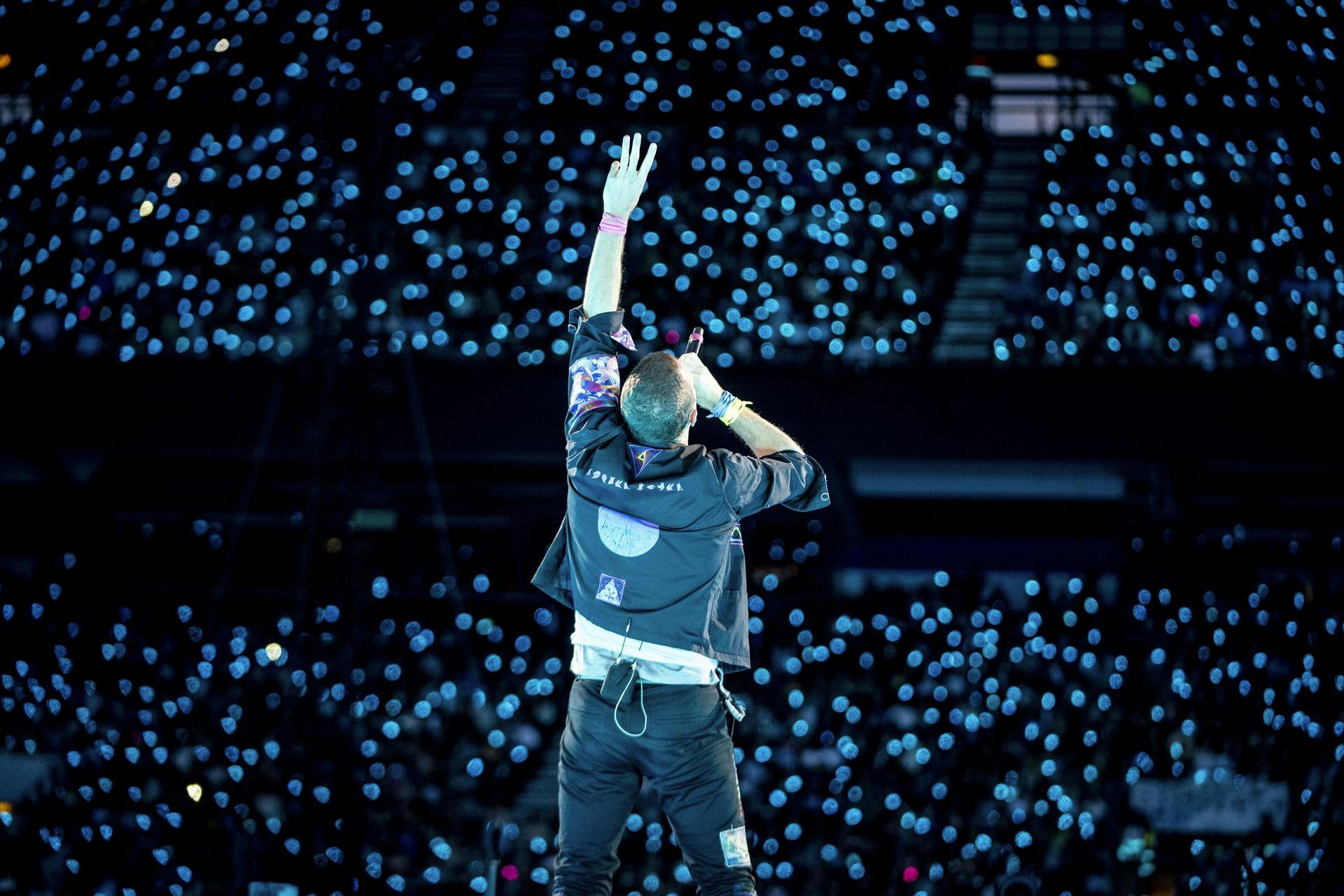Det engelske band Coldplay spiller i Parken, København, onsdag den 5. juli 2023. Koncerten er et led i Music of the Spheres World Tour.. (Foto: Mads Claus Rasmussen/Ritzau Scanpix)