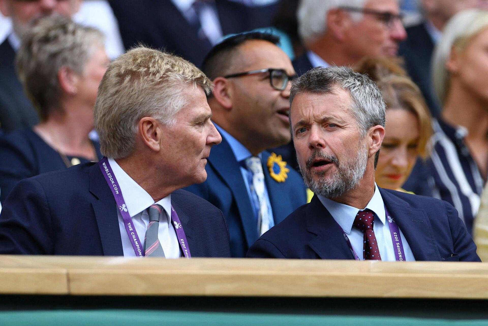 Tennis - Wimbledon - All England Lawn Tennis and Croquet Club, London, Britain - July 10, 2023 Denmark's Crown Prince Frederik is pictured in the royal box on centre court REUTERS/Hannah Mckay