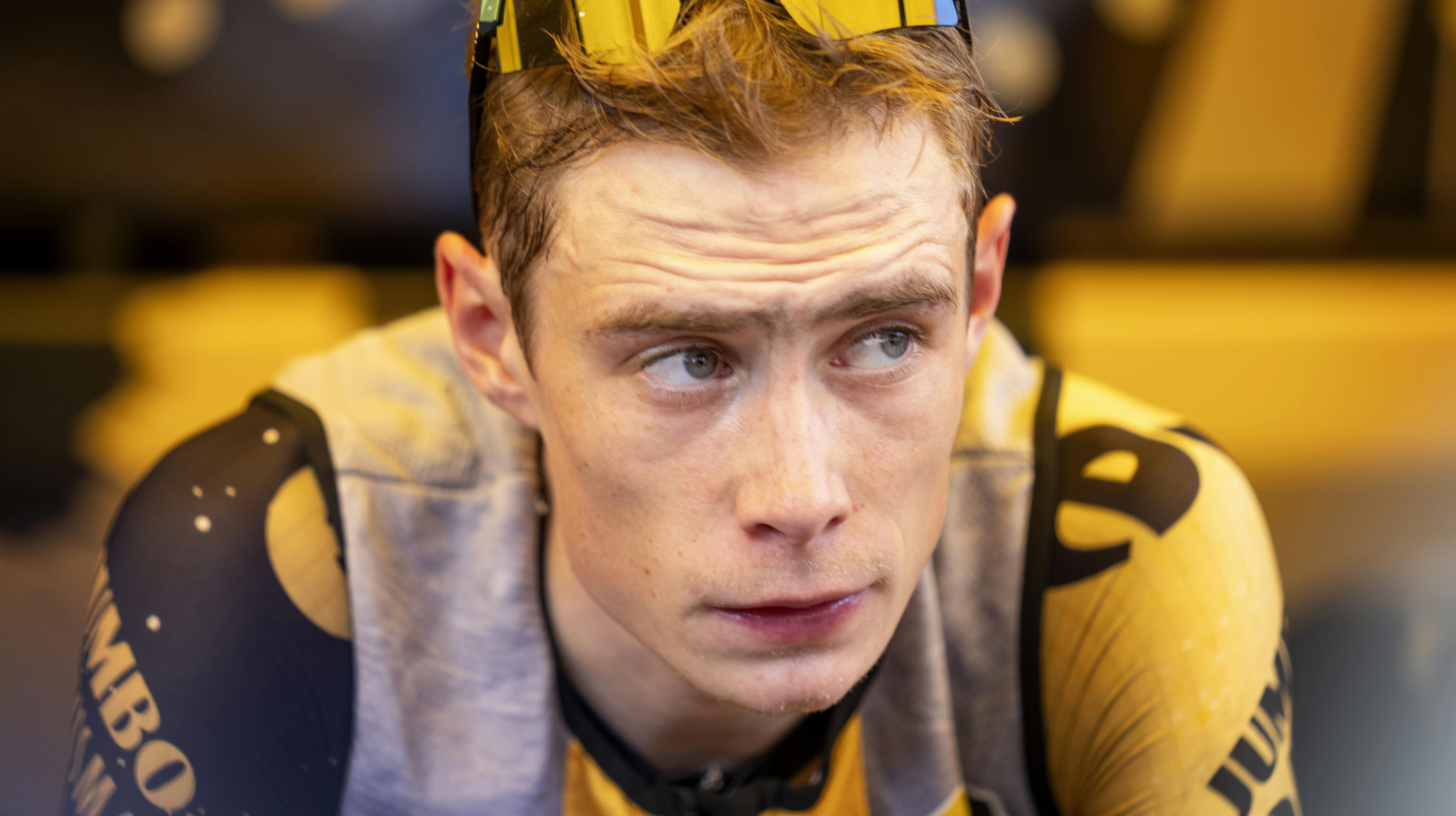 Jonas Vingegaard (Jumbo-Visma) ruller af efter tredje etape af Tour de France, 193, 5 km fra Amorebieta-Etxano, ind i Frankrig til Bayonne, mandag den 3. juli 2023.. (Foto: Bo Amstrup/Ritzau Scanpix)