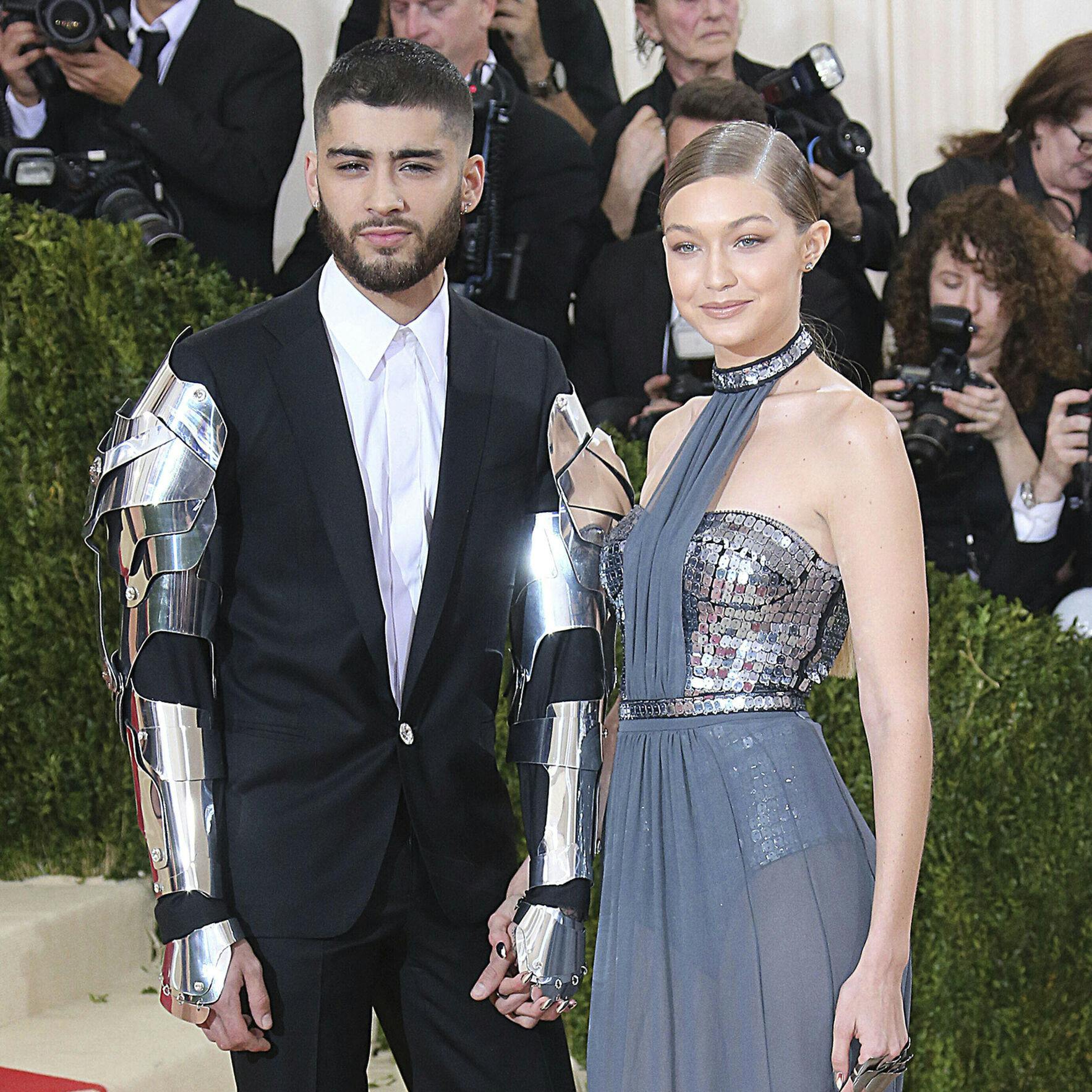 Photo by: XPX/STAR MAX/IPx 2020 4/28/20 Gigi Hadid and Zayn Malik expecting child together. STAR MAX File Photo: 5/2/16 Gigi Hadid and Zayn Malik at "Manus x Machina: Fashion In An Age of Technology" Costume Institute Gala. (Metropolitan Museum of Art, NYC)