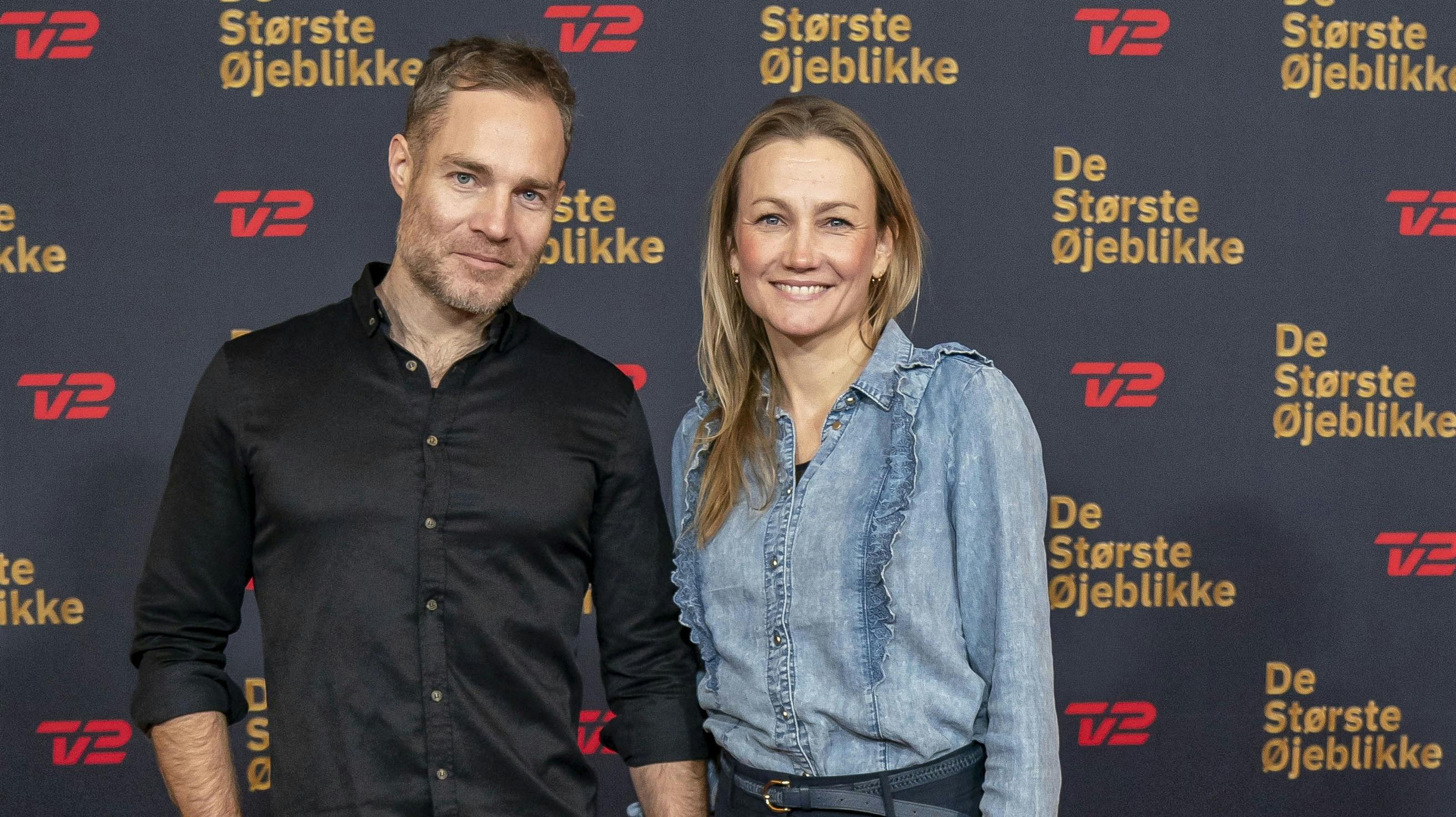 Sara Lygum og kæresten Jonas Kromann-Larsen til "De største øjeblikke".