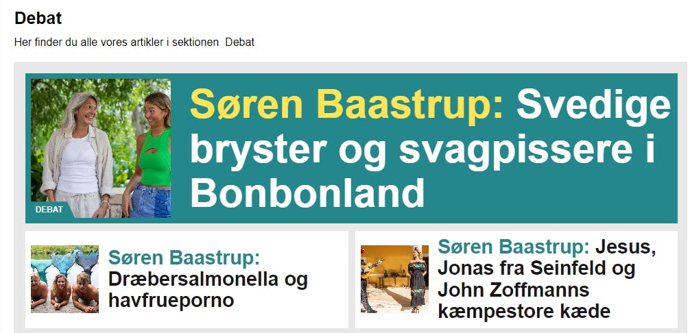 I stedet for at deklarere Søren Baastrups tv-klummer som "satire" eller "anmeldelser", optræder de under debatsektionen på Avisen.dk. Det ser chefredaktør Per Kuskner dog intet problem i. 