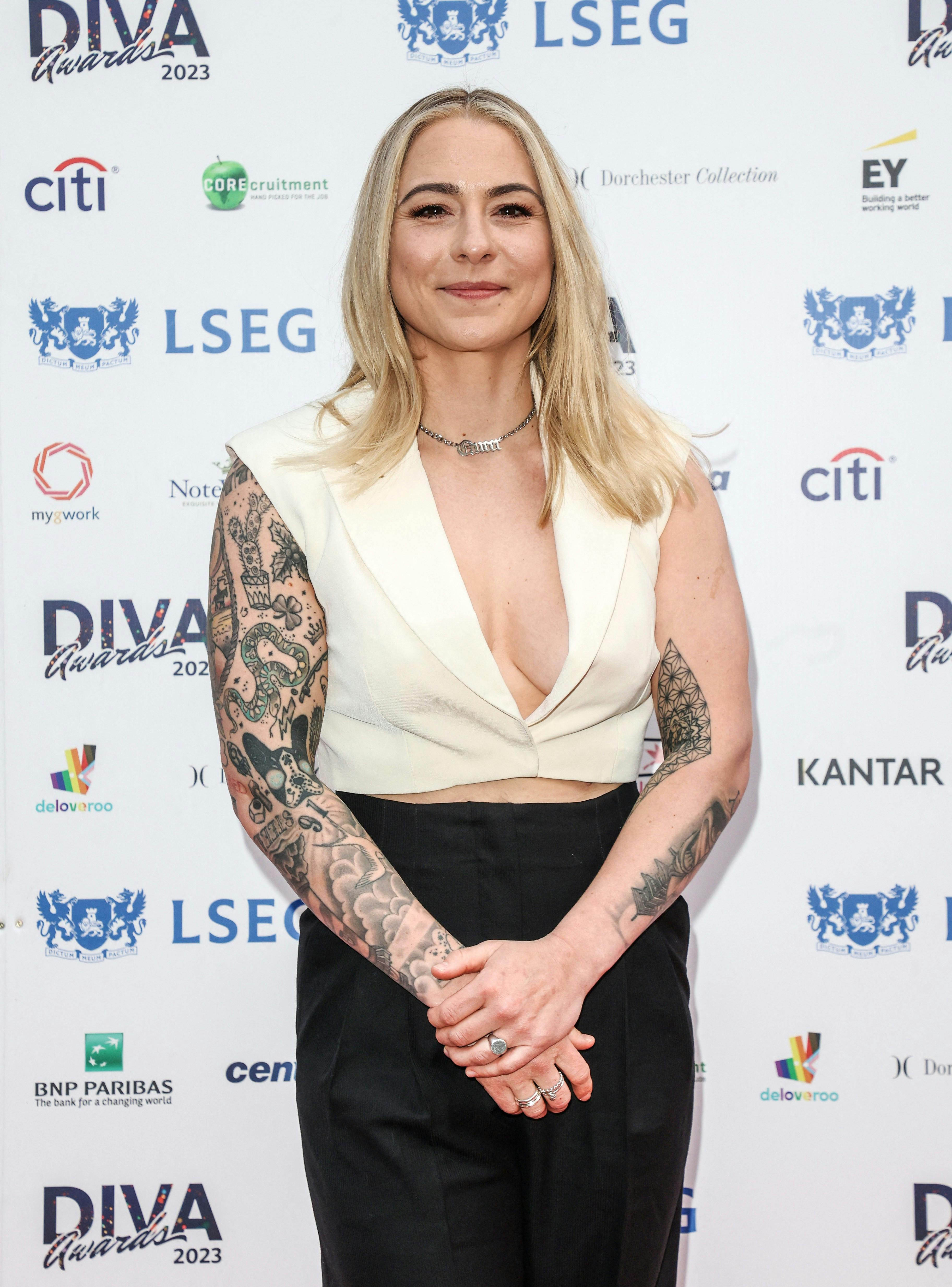 Celebrities seen attending the Diva Awards 2023 at 8 Northumberland Avenue in London. 28 Apr 2023 Pictured: Lucy Spraggan. Photo credit: MEGA TheMegaAgency.com +1 888 505 6342 (Mega Agency TagID: MEGA974451_033.jpg) [Photo via Mega Agency]