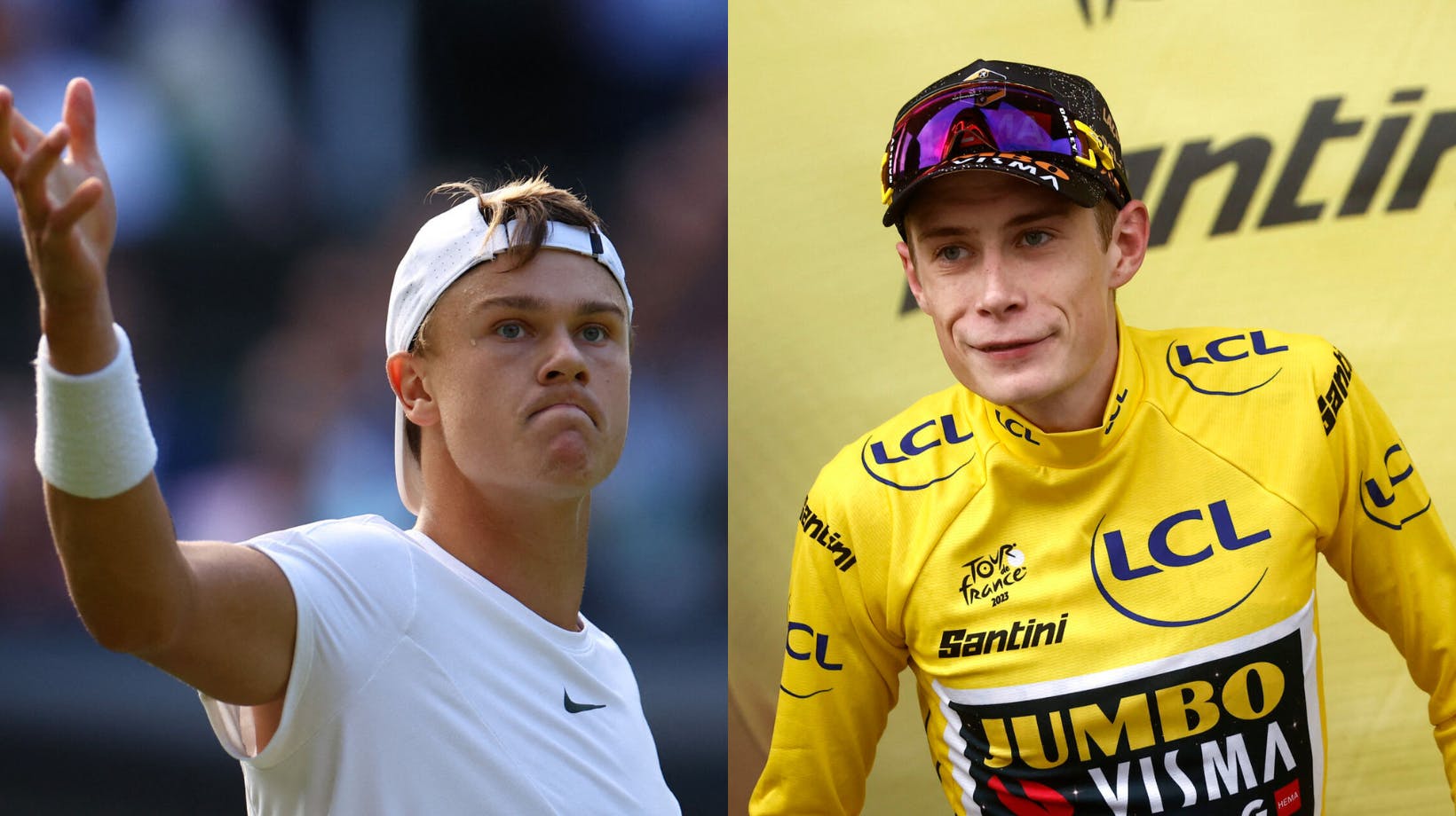 Holger Runes kampe ved Wimbledon blev ikke set lige så meget, som Jonas Vingegaards forsvar af den gule trøje i Tour de France.