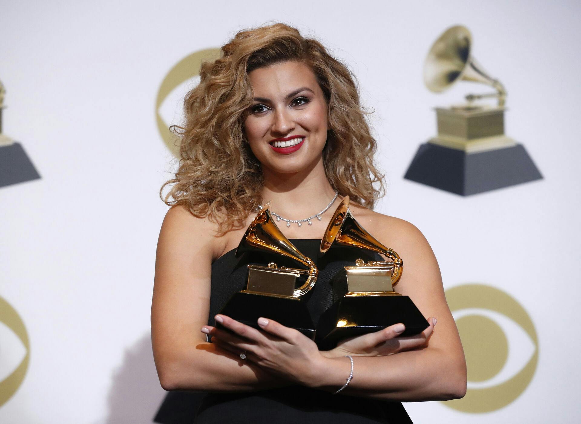61st Grammy Awards - Photo Room - Los Angeles, California, U.S., February 10, 2019 - Tori Kelly poses backstage with her Best Gospel Performance Song award for "Never Alone" and Best Gospel Album award for "Hiding Place." REUTERS/Mario Anzuoni