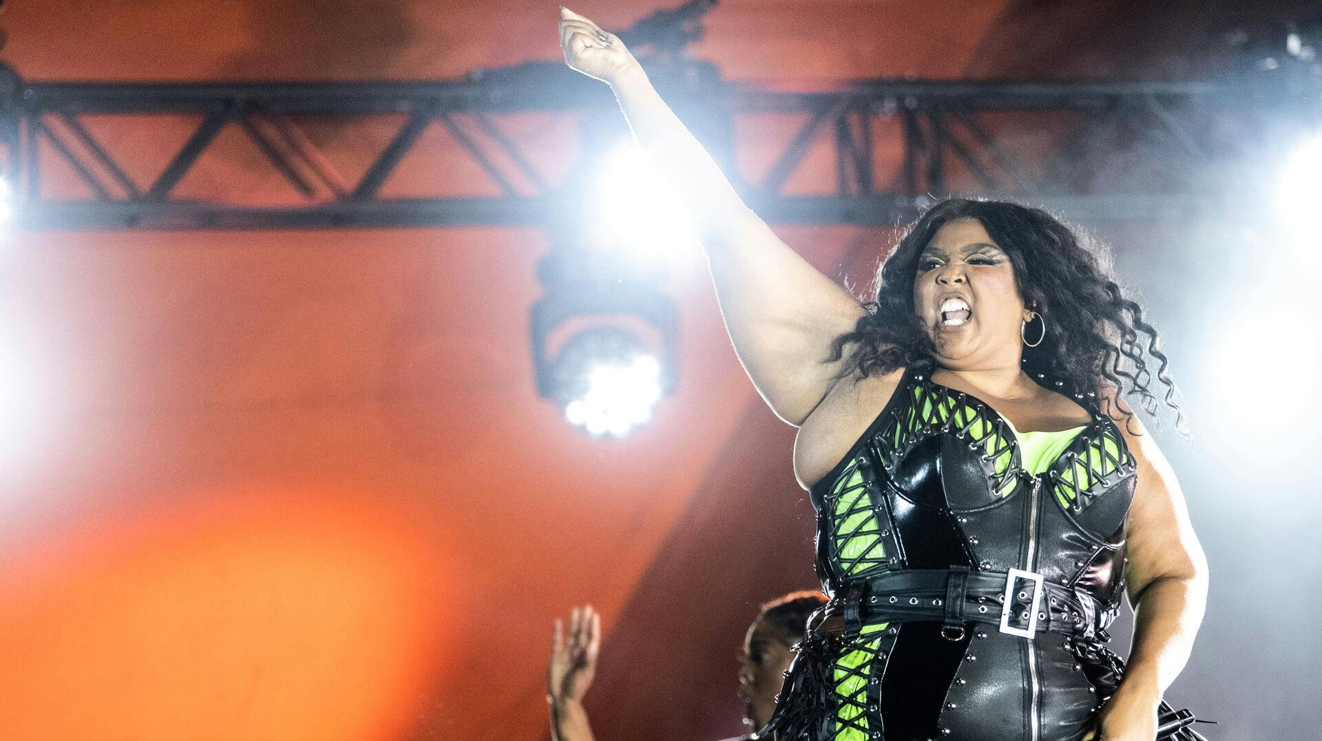 Lizzo plays at Orange Stage at the Roskilde Festival on Saturday July 1. 2023. (Photo: Helle Arensbak/Ritzau Scanpix)