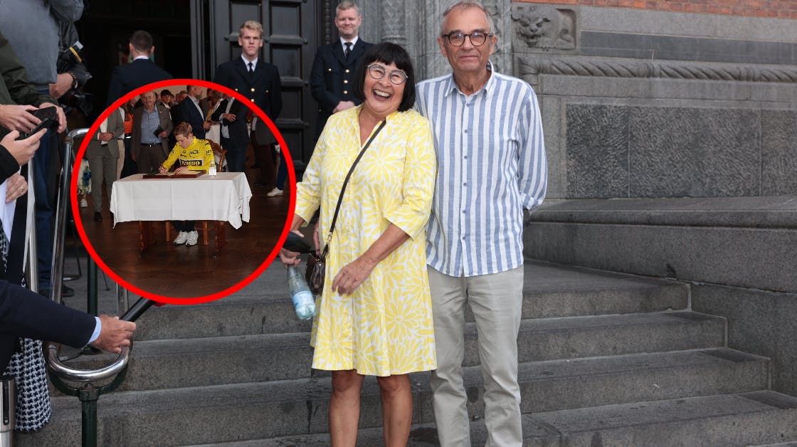 Også Rosa Kildahls mand Carsten var med, da Jonas Vingegaard blev fejret på Københavns Rådhus og Rådhuspladsen.