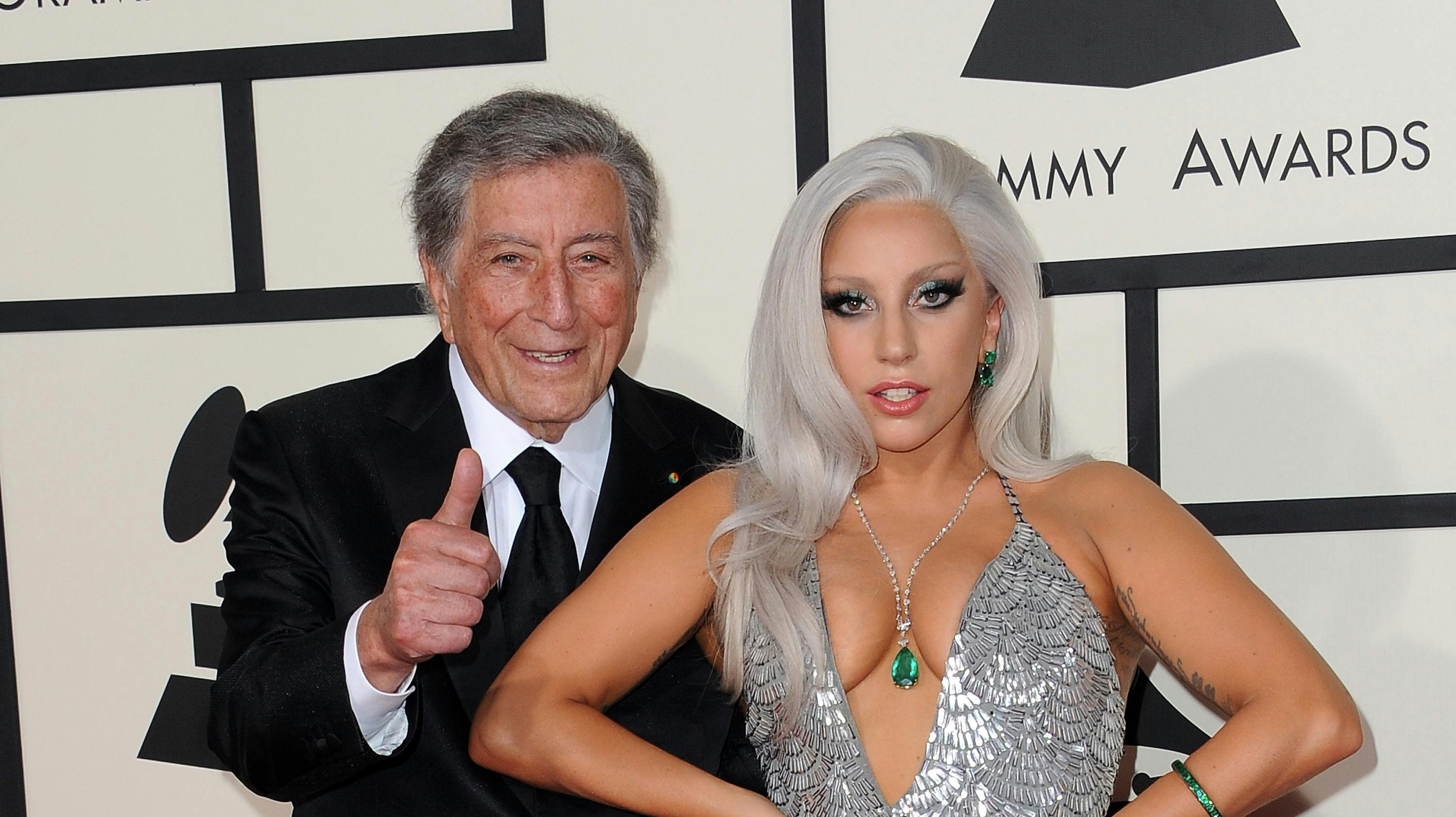 LOS ANGELES, CA - FEBRUARY 8: Tony Bennett (L) and Lady Gaga arrive at the 57th Annual Grammy Awards at Staples Center on February 8, 2015 in Los Angeles, California. CAP/MPI/SKPG ©SKPG/MPI/Capital Pictures