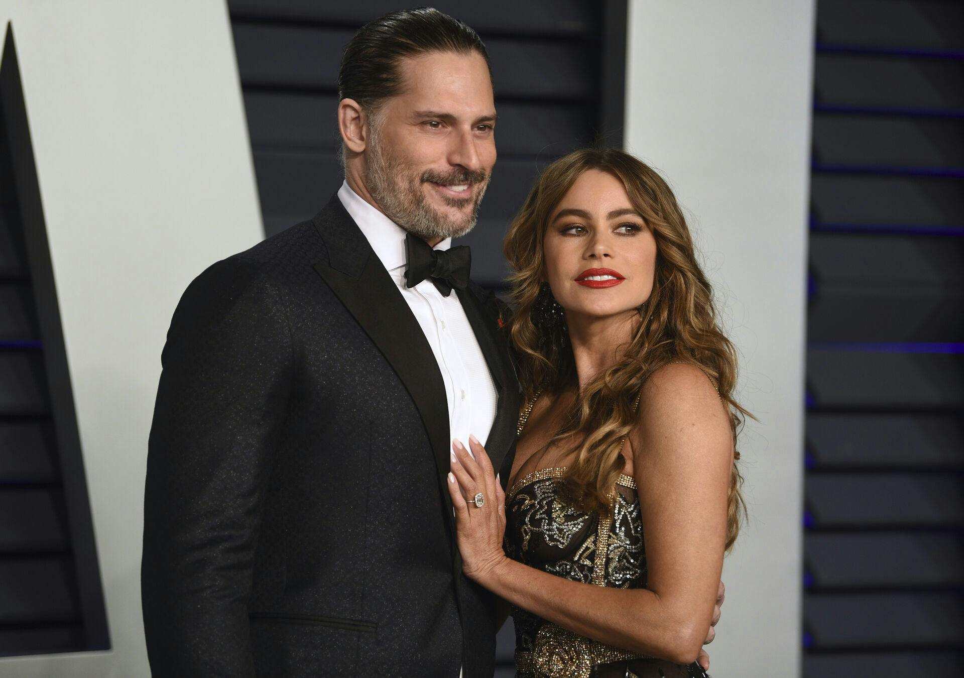 Joe Manganiello, left, and Sofia Vergara arrive at the Vanity Fair Oscar Party on Sunday, Feb. 24, 2019, in Beverly Hills, Calif. (Photo by Evan Agostini/Invision/AP)