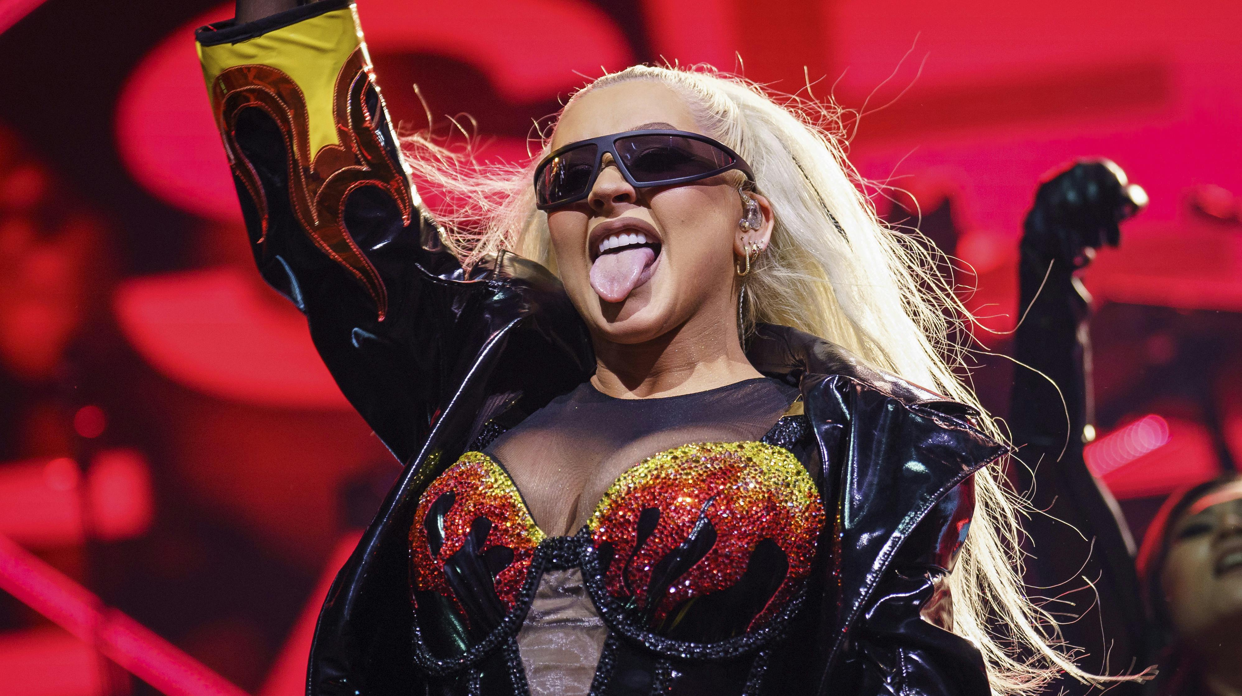 Christina Aguilera performs on stage at the O2 Arena in London, Saturday, Aug. 6, 2022. (Photo by Scott Garfitt/Invision/AP)