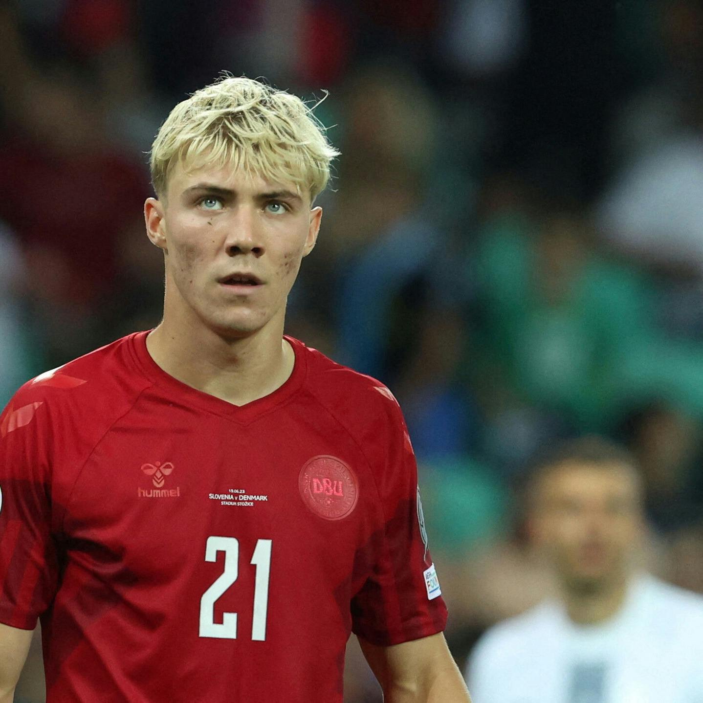 FILE PHOTO: Soccer Football - UEFA Euro 2024 Qualifier - Group H - Slovenia v Denmark - Stozice Stadium, Ljubljana, Slovenia - June 19, 2023 Denmark's Rasmus Hojlund reacts REUTERS/Borut Zivulovic/File Photo