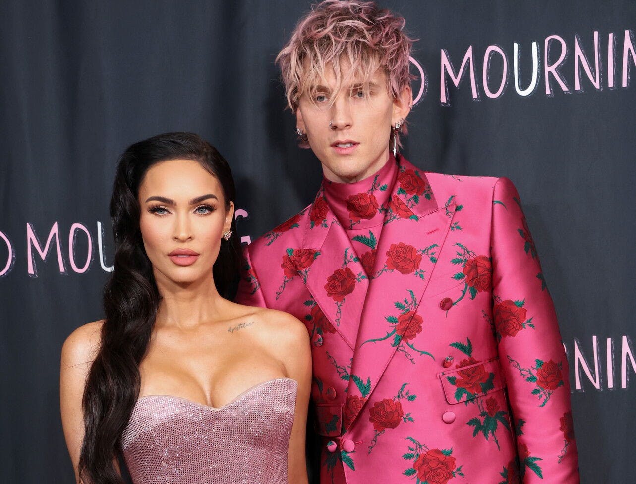 Director Machine Gun Kelly and cast member Megan Fox attend a premiere for the film Good Mourning in West Hollywood, California, U.S. May 12, 2022. REUTERS/Mario Anzuoni