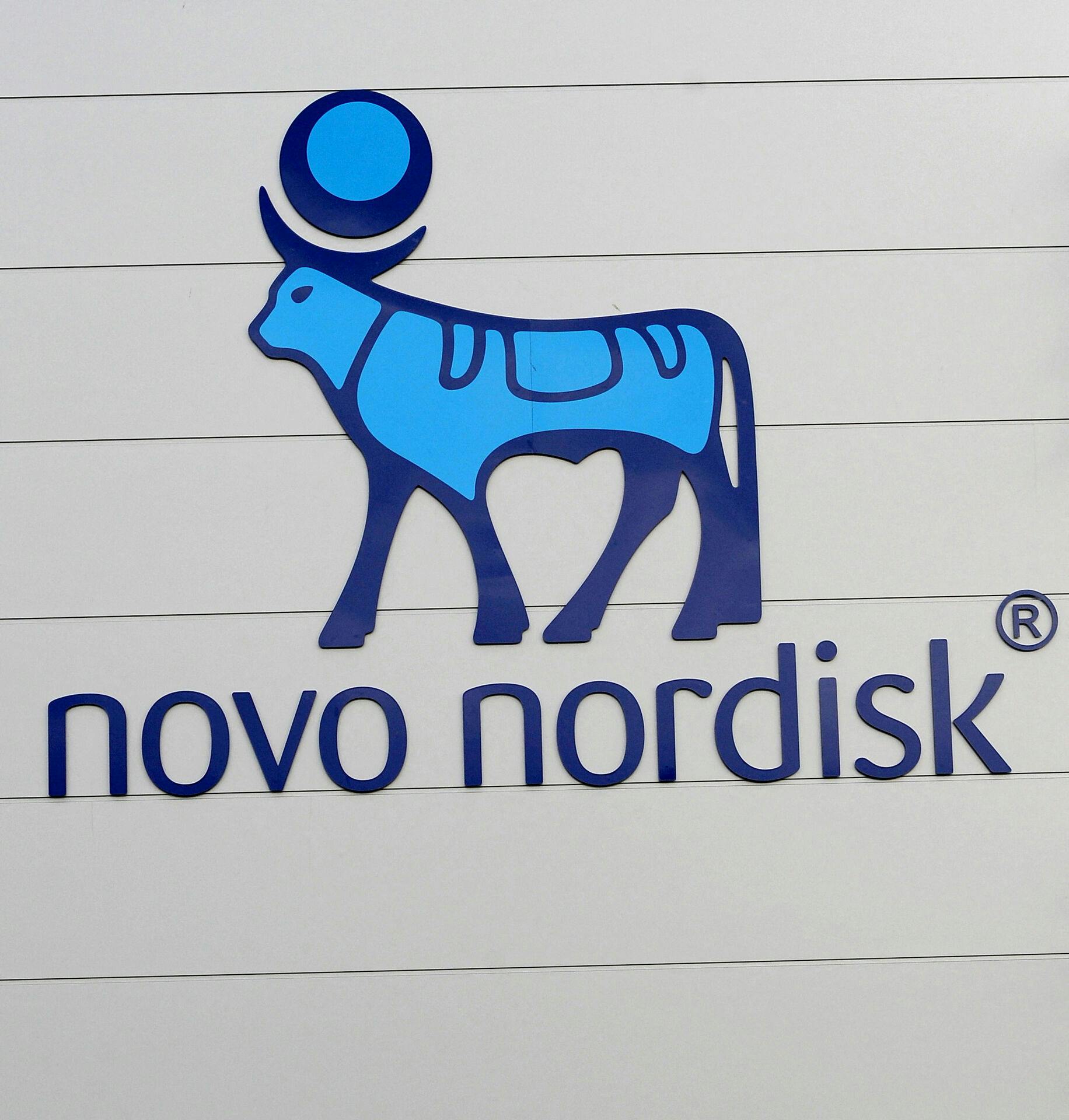 FILE PHOTO: The logo of Danish multinational pharmaceutical company Novo Nordisk is pictured on the facade of a production plant in Chartres, north-central France, April 21, 2016. REUTERS/Guillaume Souvant//File Photo