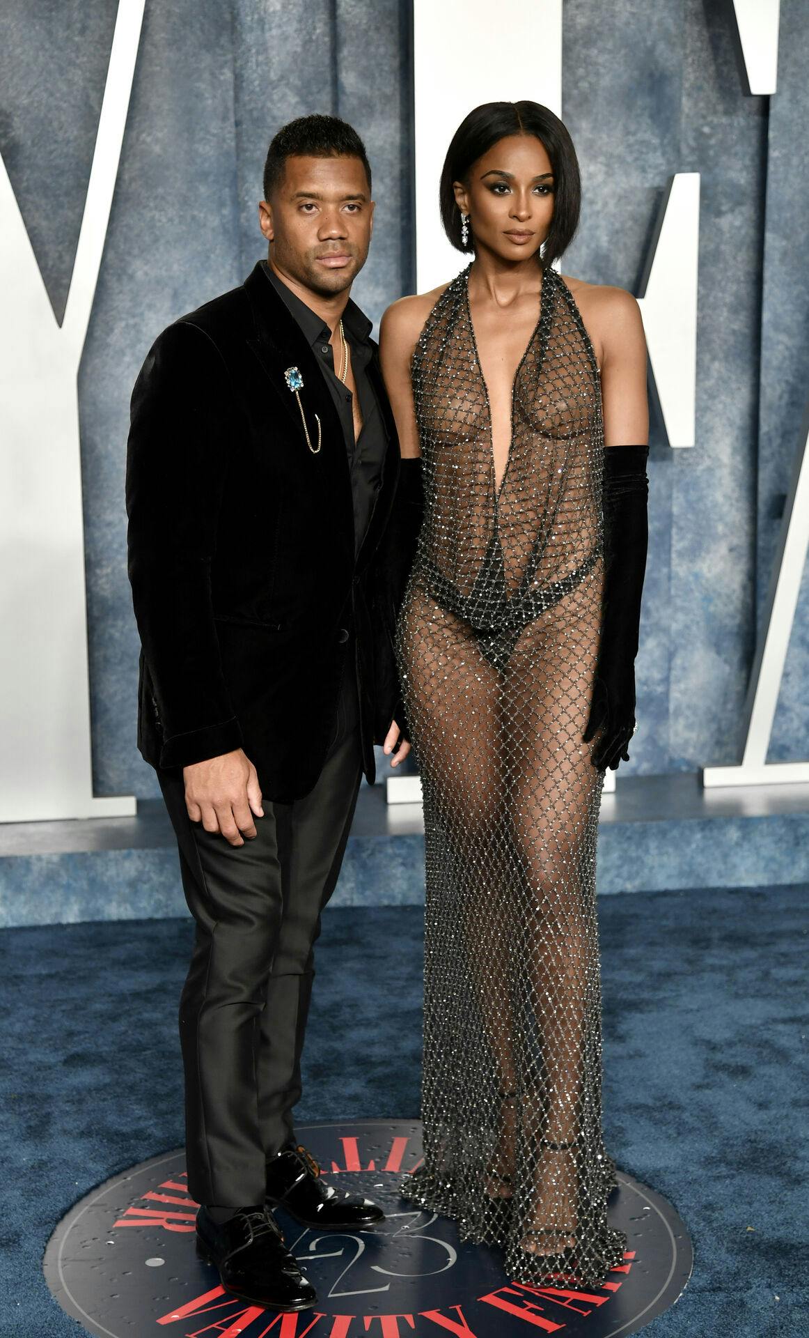 Russell Wilson, left, and Ciara arrive at the Vanity Fair Oscar Party on Sunday, March 12, 2023, at the Wallis Annenberg Center for the Performing Arts in Beverly Hills, Calif. (Photo by Evan Agostini/Invision/AP)