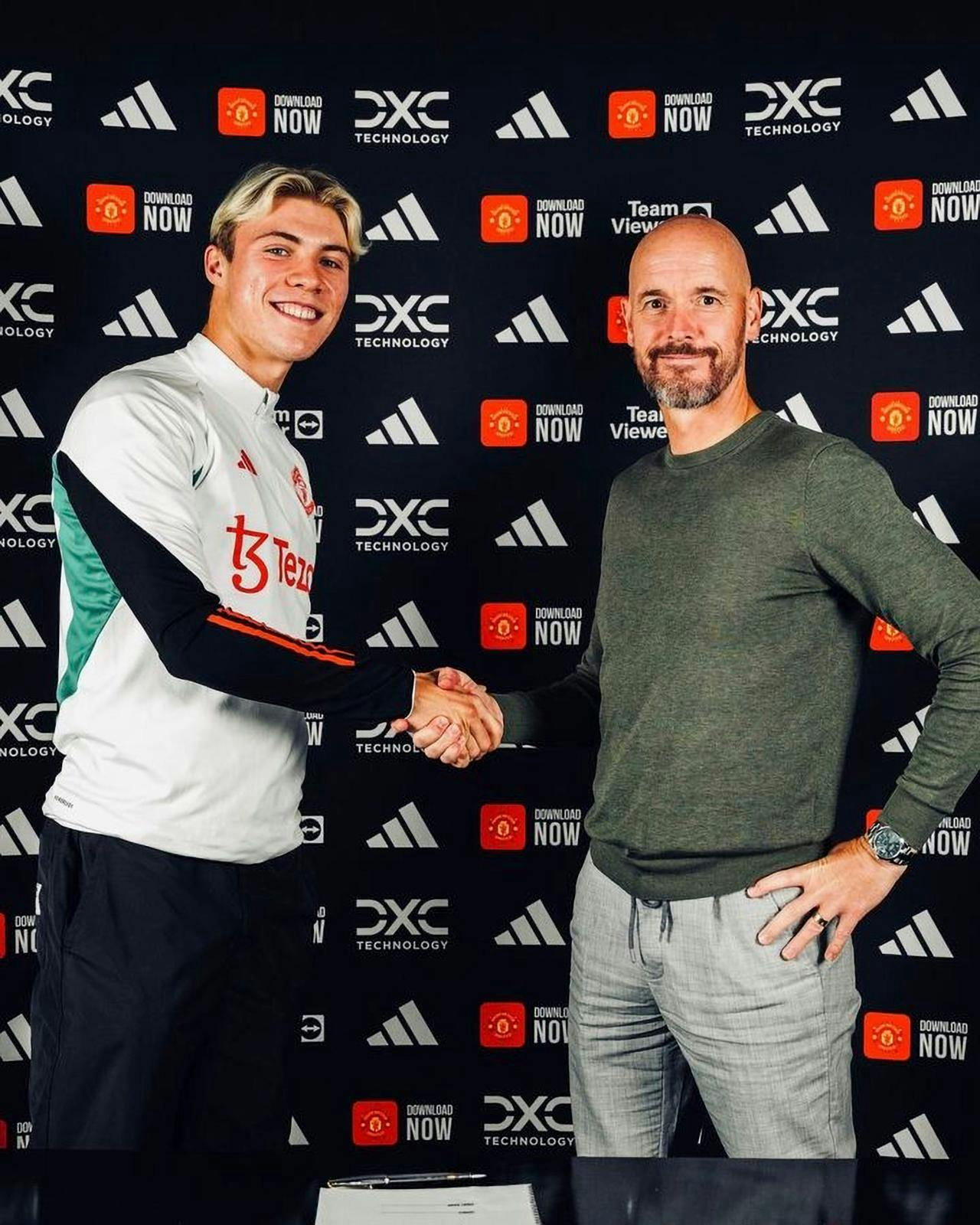 Rasmus Højlund og Erik Ten Hag