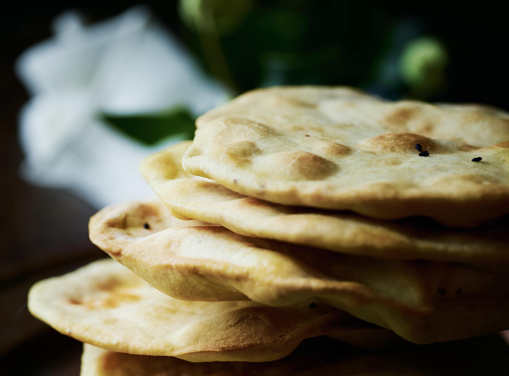 Indisk menu hvor der ikke er sparet på de sunde krydderier. Naan brød.