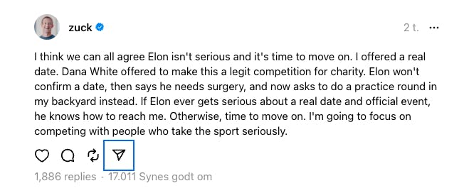 Her er beskeden fra Zuckerberg, som selv Elon Musk ikke kan være i tvivl om betydningen af.