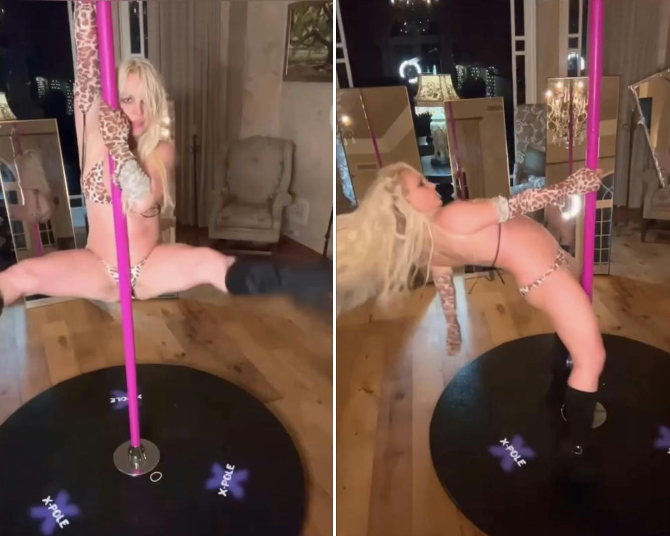 Britney Spears giver den her gas på stripperstangen.
