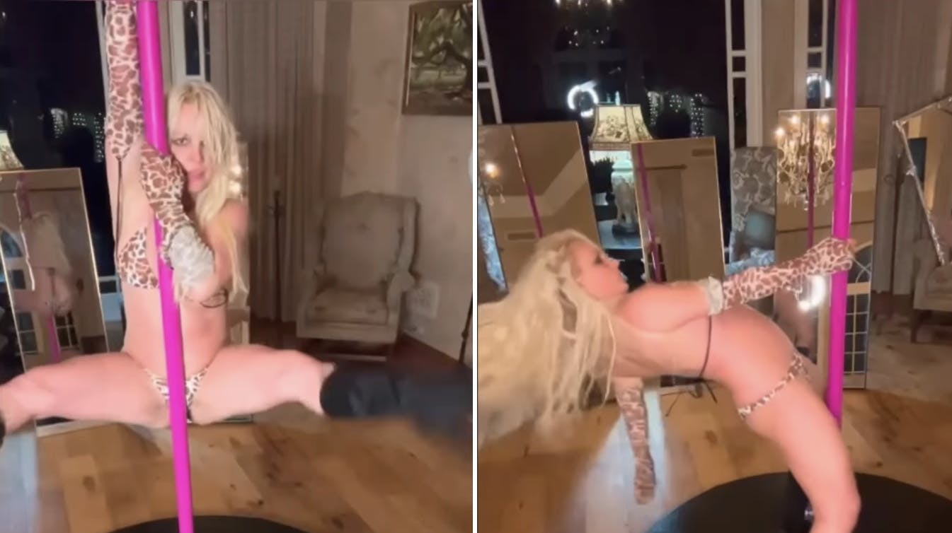 Britney Spears giver den her gas på stripperstangen.