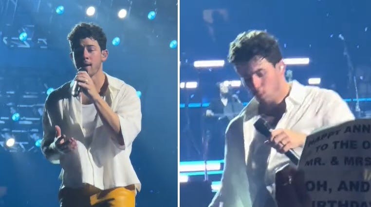 Nick Jonas måtte en tur ned og sidde, da han optrådte forleden.