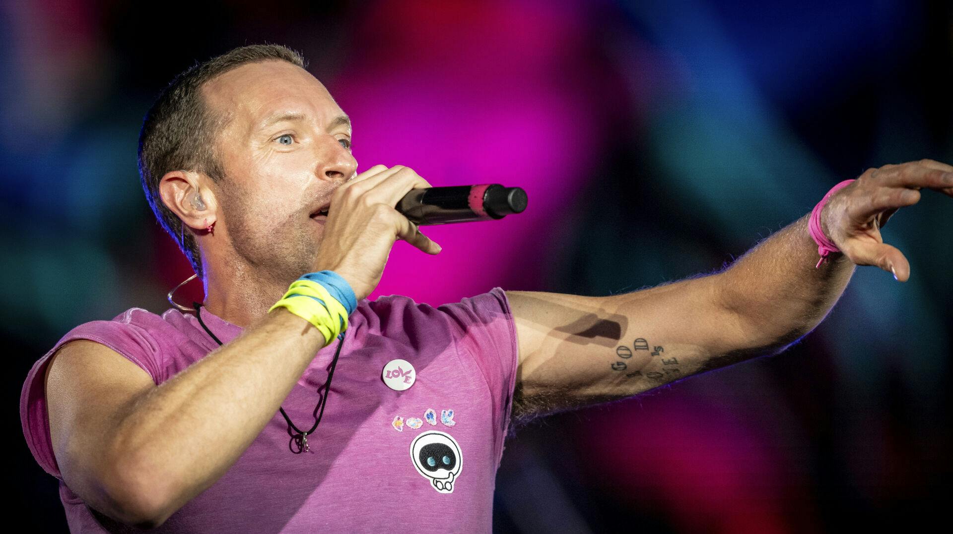 Det engelske band Coldplay spiller i Parken, København, onsdag den 5. juli 2023. Koncerten er et led i Music of the Spheres World Tour.. (Foto: Mads Claus Rasmussen/Ritzau Scanpix)