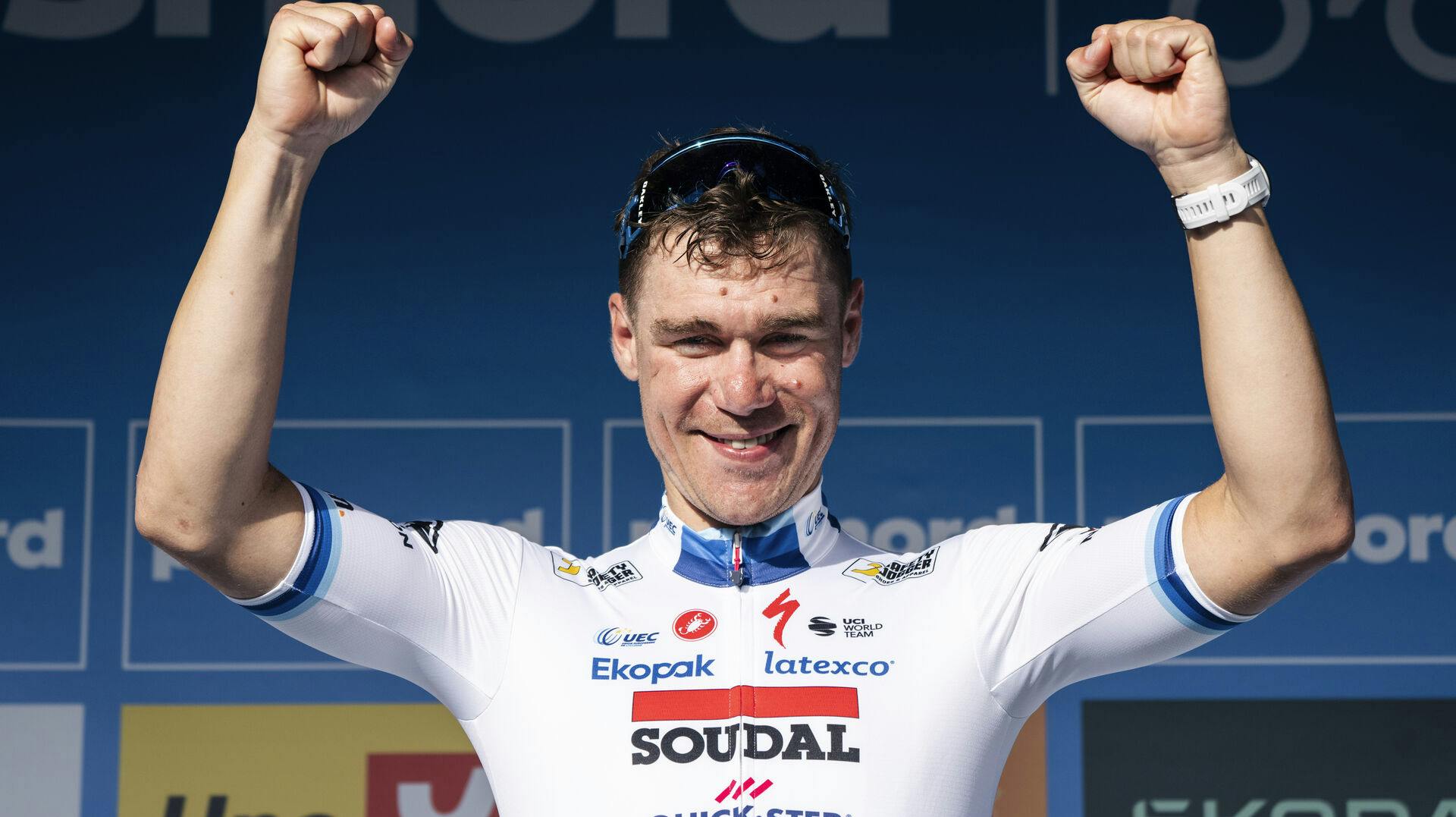 Dutch Fabio Jakobsen (Soudal - Quick Step) wins the second stage of the PostNord Danmark Rundt 2023 in Silkeborg on Wednesday 16 August 2023. (Photo: Thomas Traasdahl/Ritzau Scanpix)