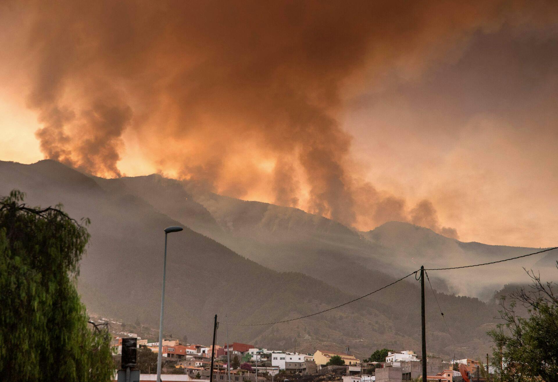 Skovbrandende på De Kanariske Øer har sendt 26.000 mennesker på flugt.