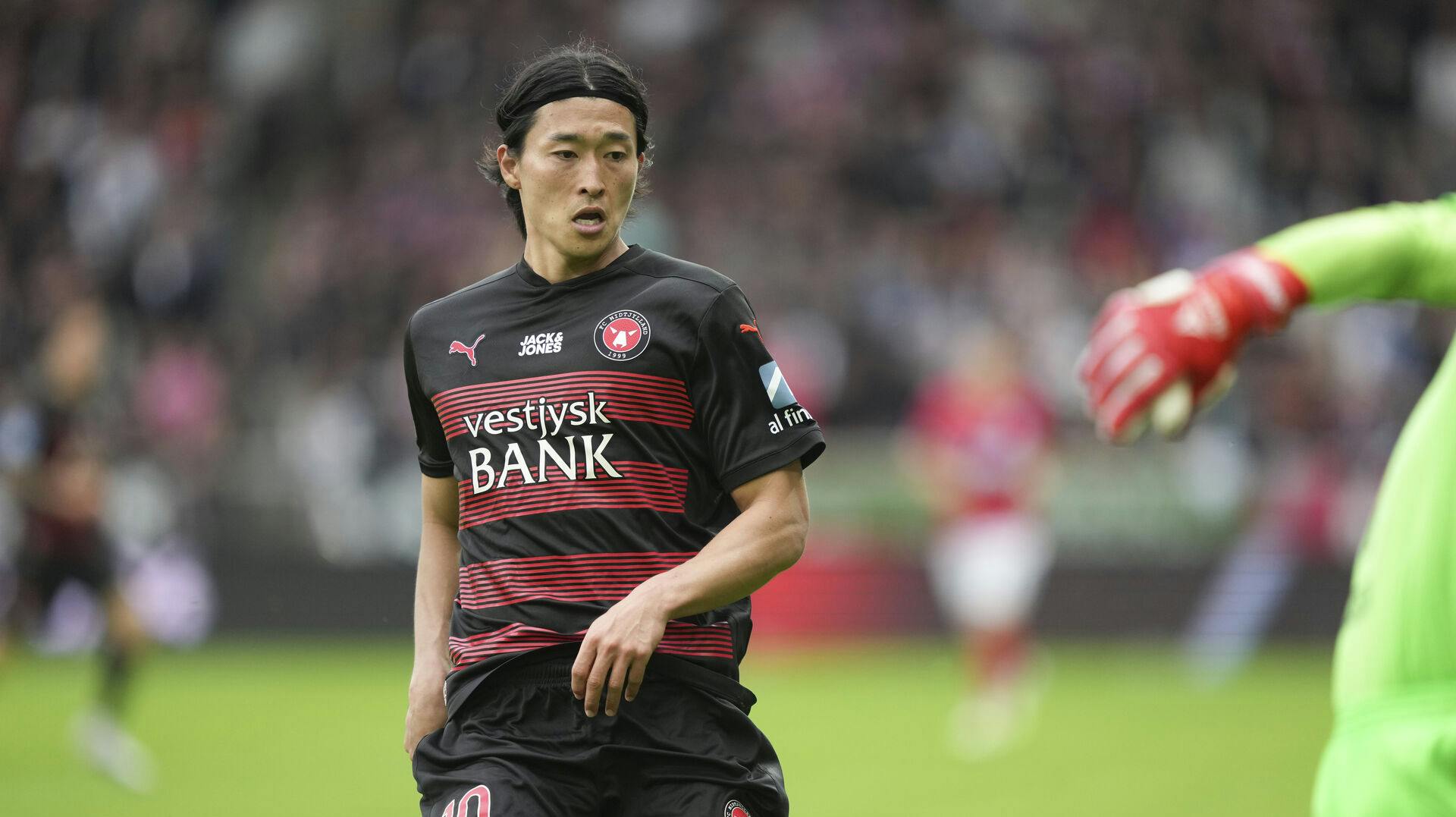 Cho Gue-Sung (FCM 10) under superligakampen mellem FC Midtjylland og Silkeborg IF i Herning søndag den 30. juli 2023.. (Foto: Claus Fisker/Ritzau Scanpix)