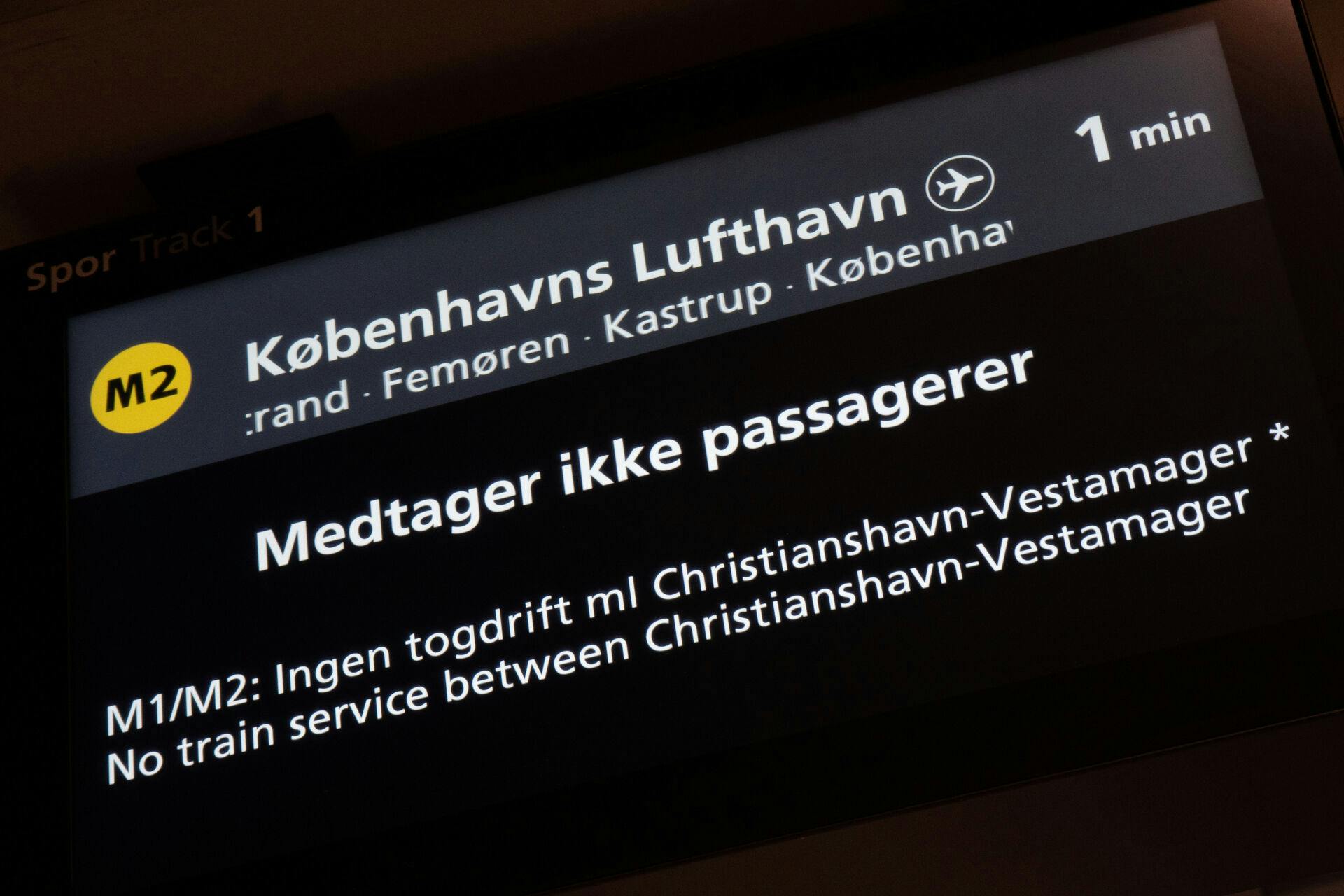 Det er blandt andet linjen til Københavs Lufthavn, der er ramt.