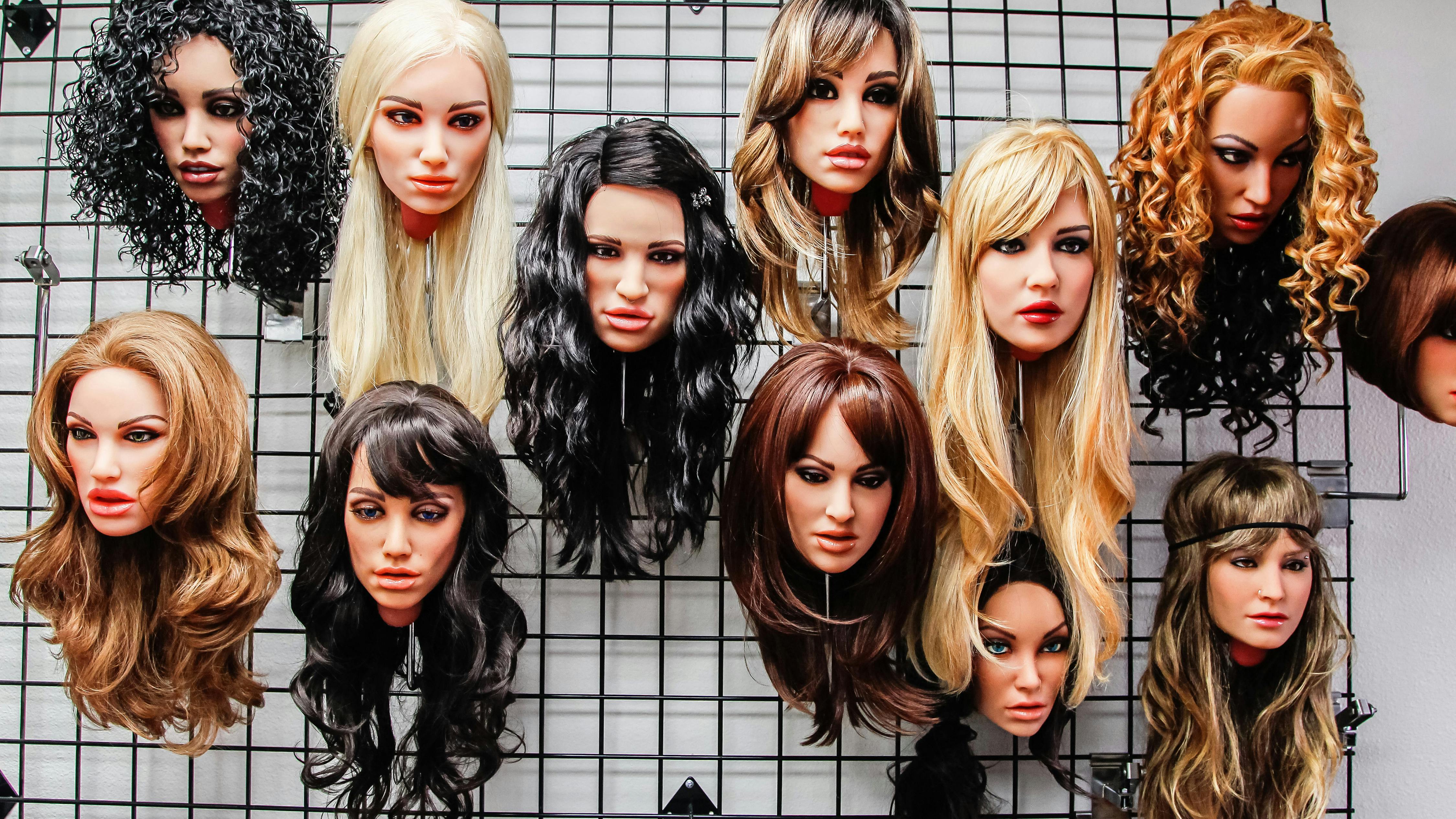 These are some of the Real Doll heads made by Abyss Creations on display on Tuesday in San Marcos, California.  (Eduardo Contreras/San Diego Union-Tribune/TNS) Newscom/(Mega Agency TagID: krtphotoslive801995.jpg) [Photo via Mega Agency]