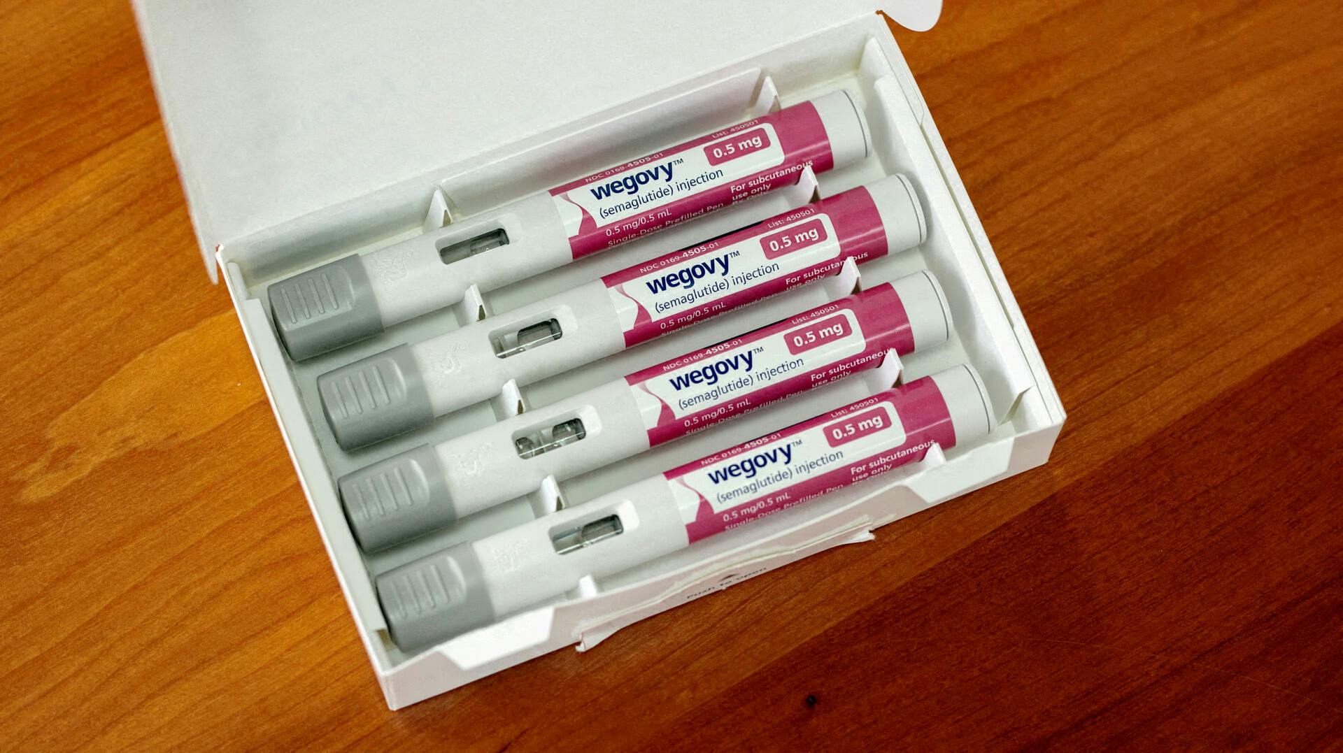 FILE PHOTO: FILE PHOTO: A selection of injector pens for the Wegovy weight loss drug are shown in this photo illustration in Chicago, Illinois, U.S., March 31, 2023. REUTERS/Jim Vondruska/Illustration/File Photo/File Photo