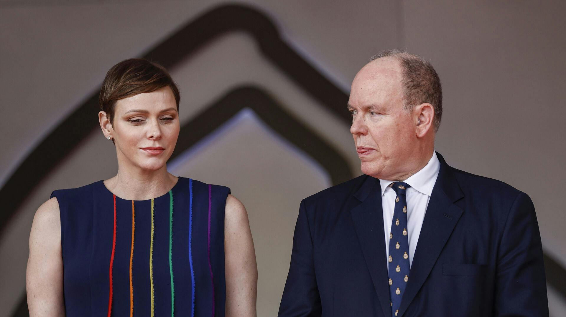 Princess Charlene of Monaco and Prince Albert II of Monaco, F1 Grand Prix of Monaco at Circuit de Monaco on May 28, 2023 in Monte-Carlo, Monaco. (Photo by HIGH TWO) Photo by: HOCH ZWEI/picture-alliance/dpa/AP Images