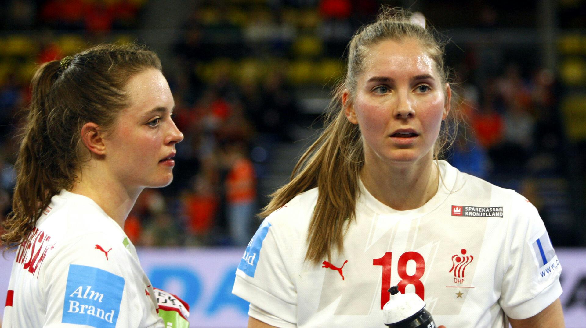 Kristina Jørgensen og Mette Tranborg. Håndbold. Kvinder. Golden League Tournament 2023. Holland. Eindhoven. Indoor Topsport Centrum Eindhoven. Norway vs Denmark. Torsdag den 2. marts 2023. (Foto: Sportxpress/Ritzau Scanpix)