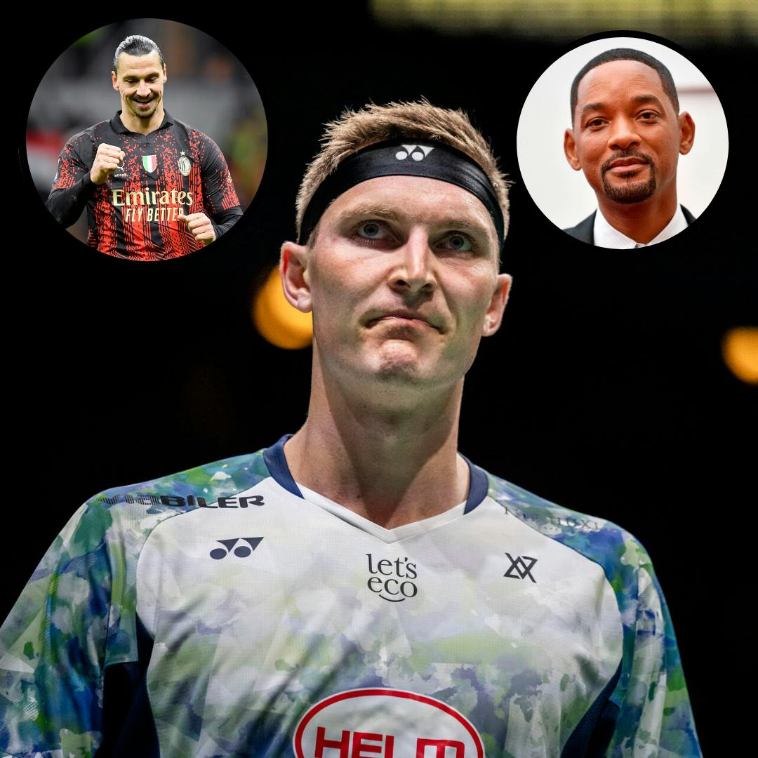 Axelsen er i fint selskab - og omvendt - når stjernerne besøger træningsanlægget i Dubai. 