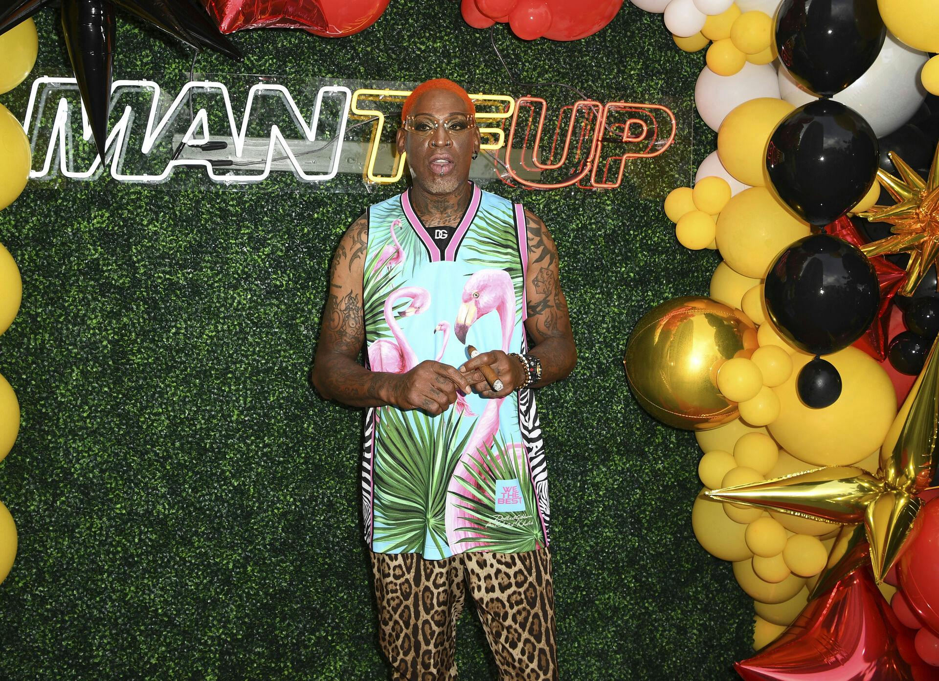 FORT LAUDERDALE FL - AUGUST 12: Dennis Rodman hosts the launch party for ManTFup products at SALT7 Restaurant on August 12, 2021 in Fort Lauderdale, Florida. Credit: mpi04/MediaPunch /IPX