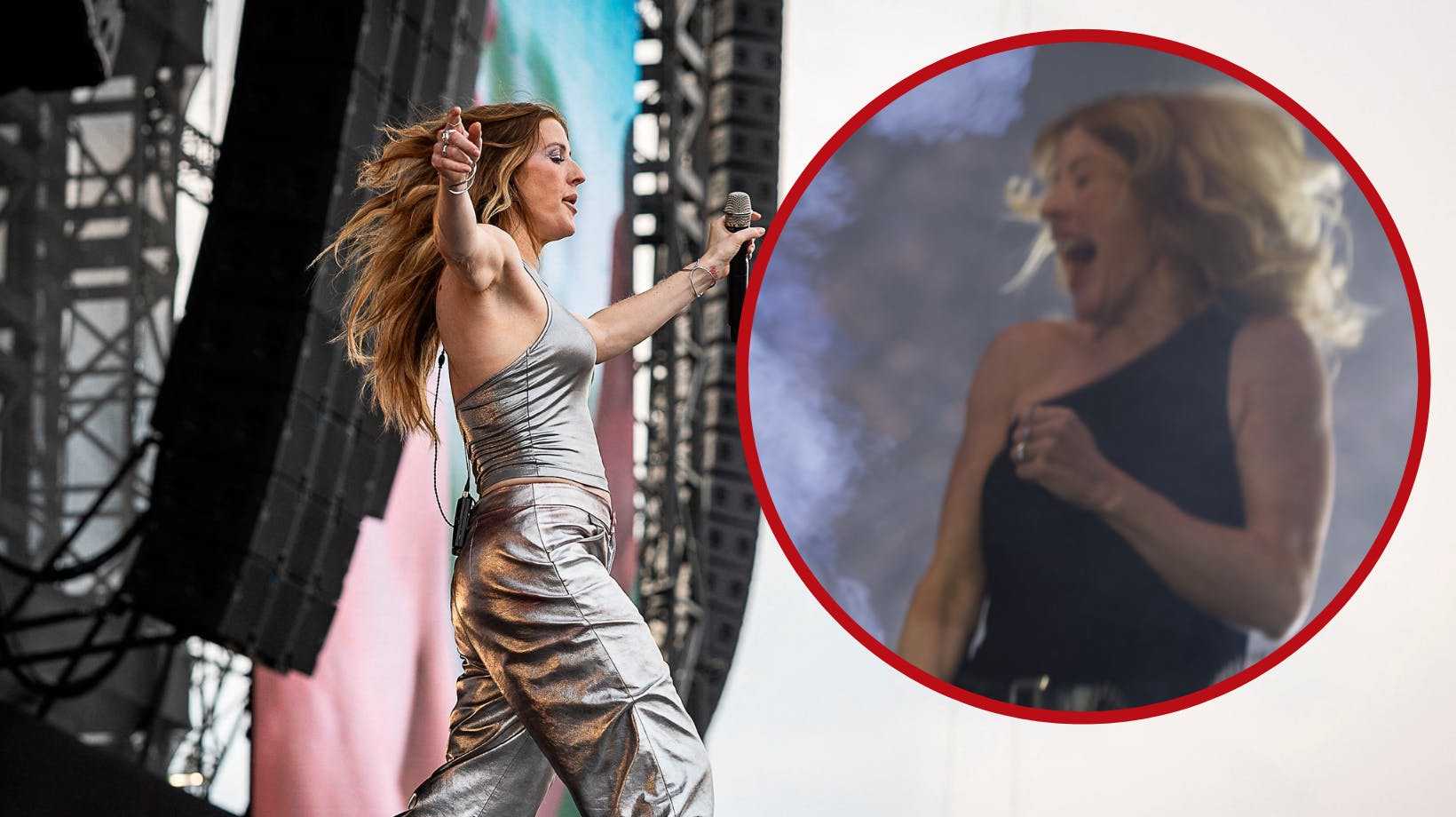 Den britiske sangerinde Ellie Goulding optræder her på endagsfestivalen Werchter Boutique i juni. Her undgik hun sceneflammerne, men så heldig var hun ikke i Portsmouth i weekenden. 