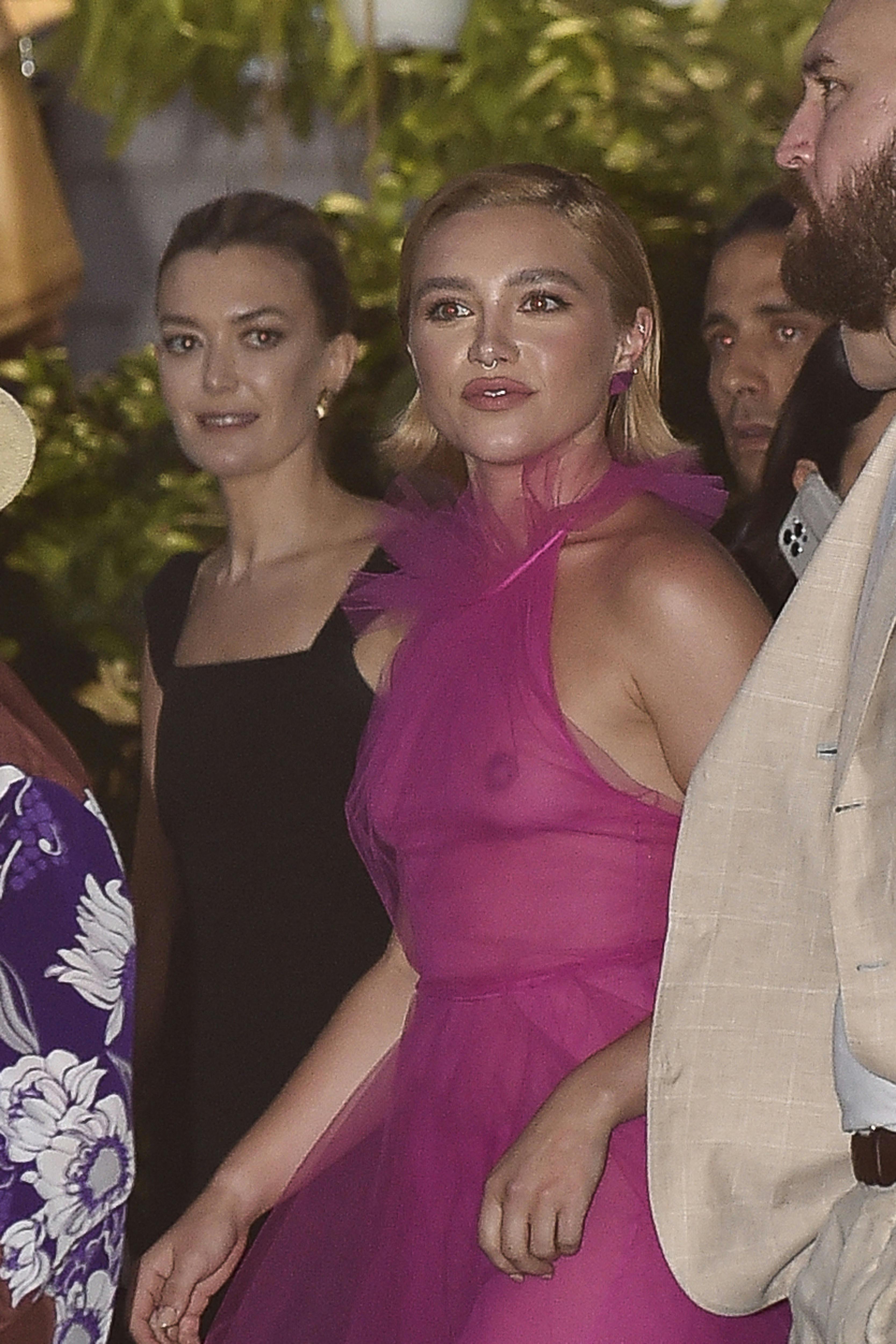Florence Pugh stuns in a see-through pink outfit while attending Valentino Haute Couture show "Valentino - The beginning" in Rome. 08 Jul 2022 Pictured: Florence Pugh. Photo credit: MEGA TheMegaAgency.com +1 888 505 6342 (Mega Agency TagID: MEGA876041_007.jpg) [Photo via Mega Agency]