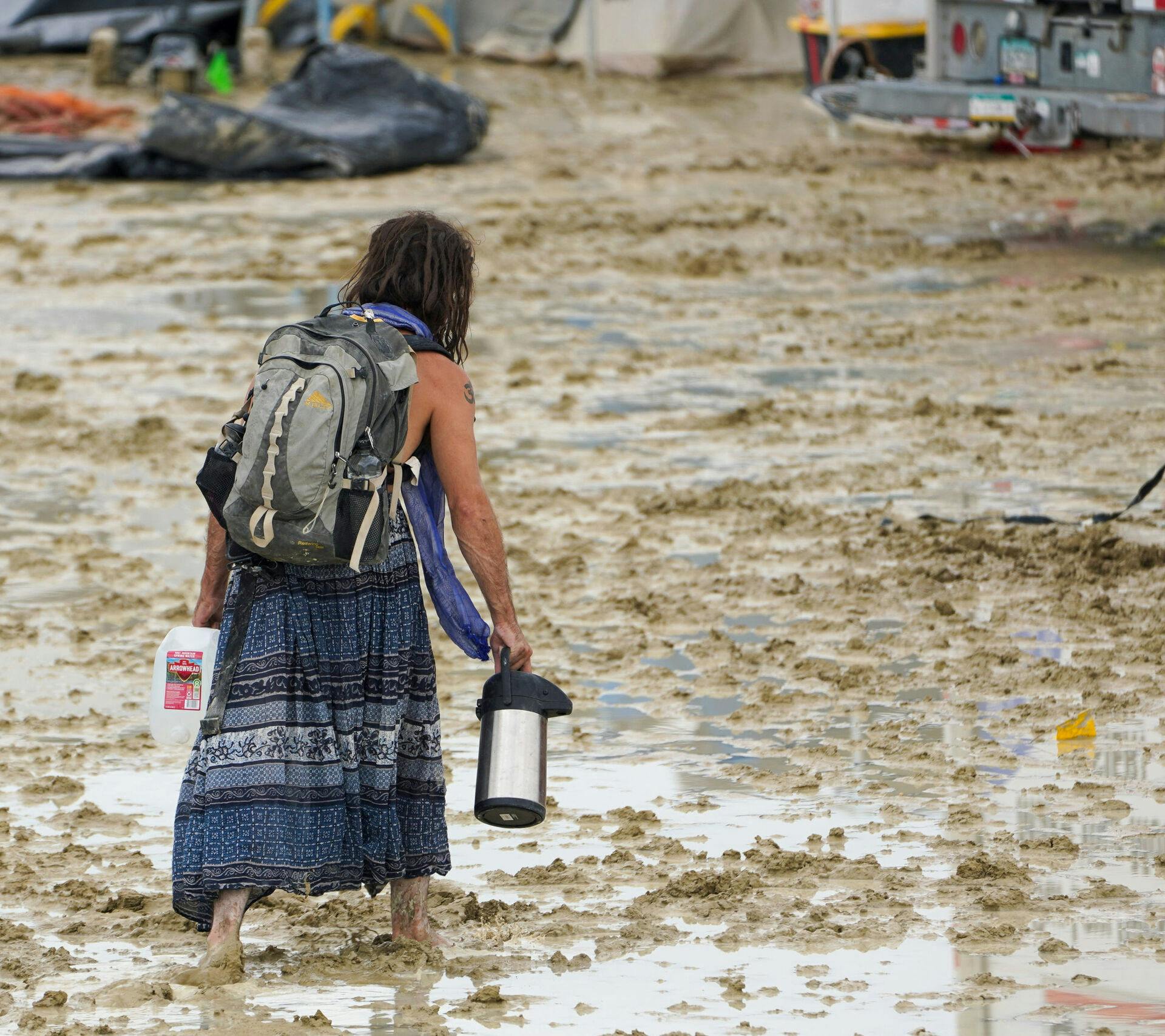 Burning Man festivalen er ramt af voldsom regn