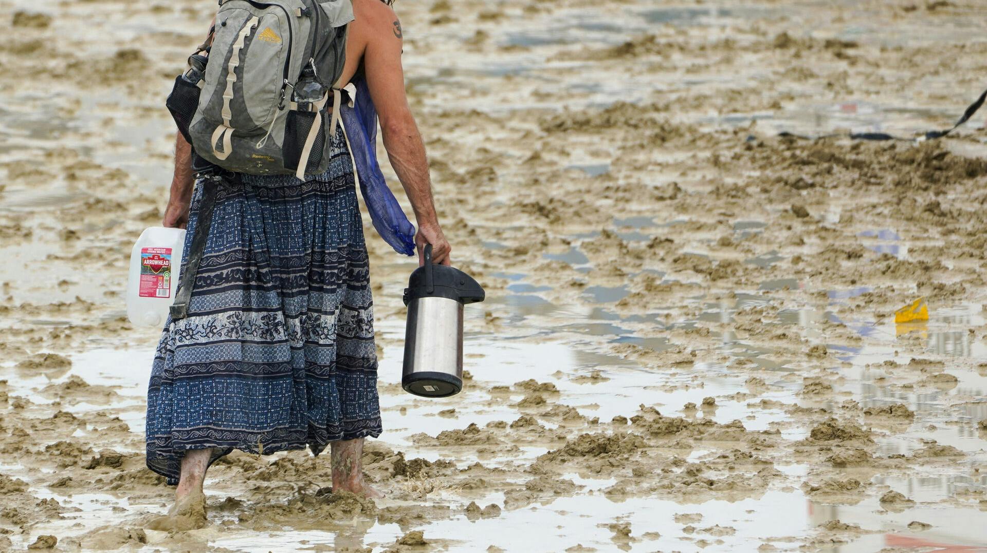 Burning Man festivalen er ramt af voldsom regn