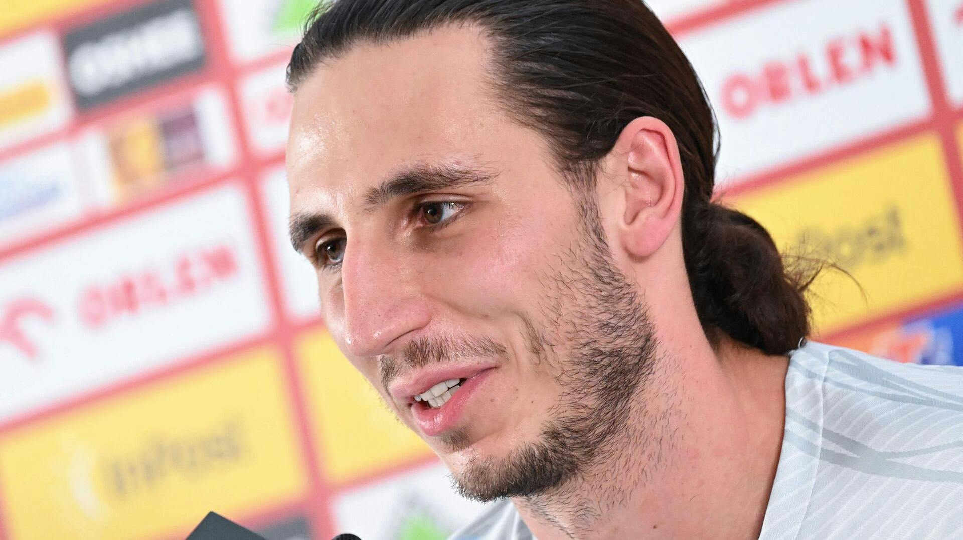 Poland's goalkeeper Kamil Grabara speaks during a press conference at the Al Kharaitiyat SC in Doha on December 2, 2022, during the Qatar 2022 World Cup football tournament. (Photo by ANDREJ ISAKOVIC / AFP)