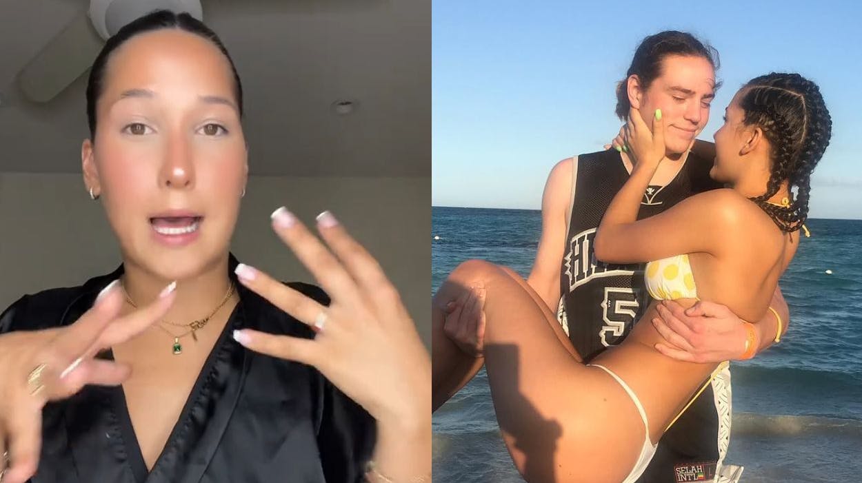 En af reglerne er at de ikke må følge sexede modeller på sociale medier - det forhindrer dog ikke Gia i at flashe formerne på fx instagram, med og uden kæresten.