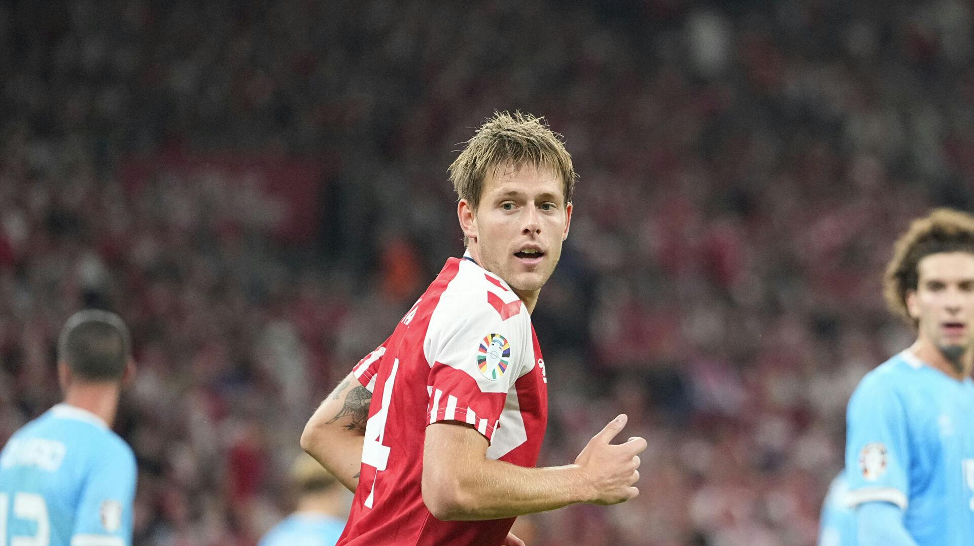 September 07 2023: Nicolai Vallys (Denmark) looks on during a Group H EURO 2024 Qualification game, Denmark versus San Marino, at Parken, Copenhagen, Denmark. Kim Price/CSM (Credit Image: © Kim Price/Cal Sport Media) (Cal Sport Media via AP Images)