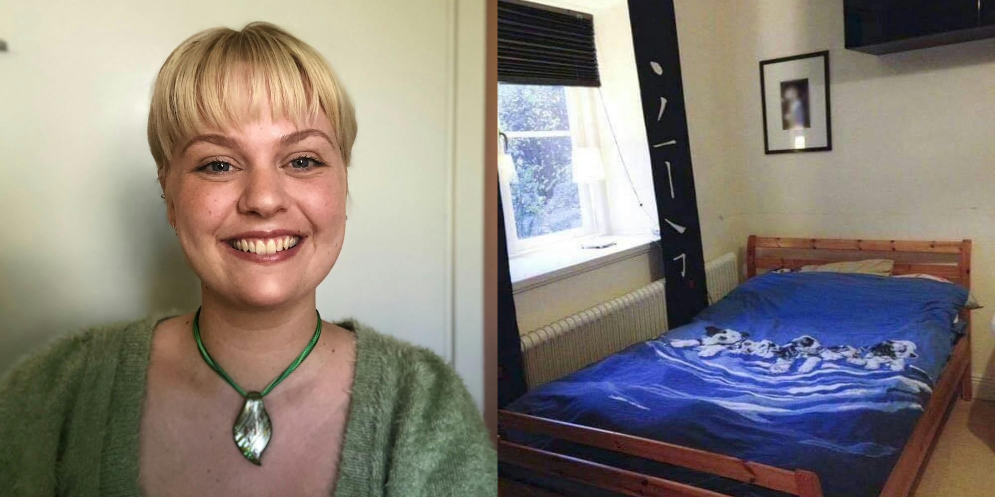 Karoline Noer sov i otte måneder i sengen til højre. Den skulle senere vise sig at være blevet brugt til at begå uhyrlige seksualforbrydelser mod adskillige kvinder.