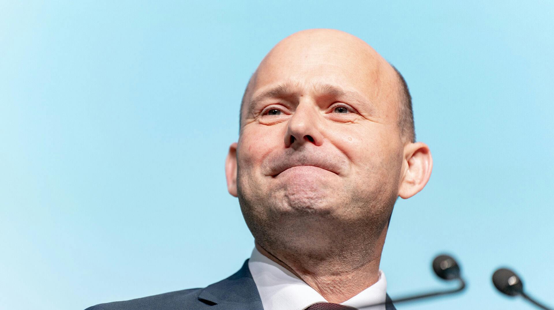 Partiformand Søren Pape Poulsen holder tale til Det Konservative Folkepartis landsråd i Tivoli Congress Center i København, lørdag den 10. september 2022. (Foto: Emil Helms/Ritzau Scanpix)
